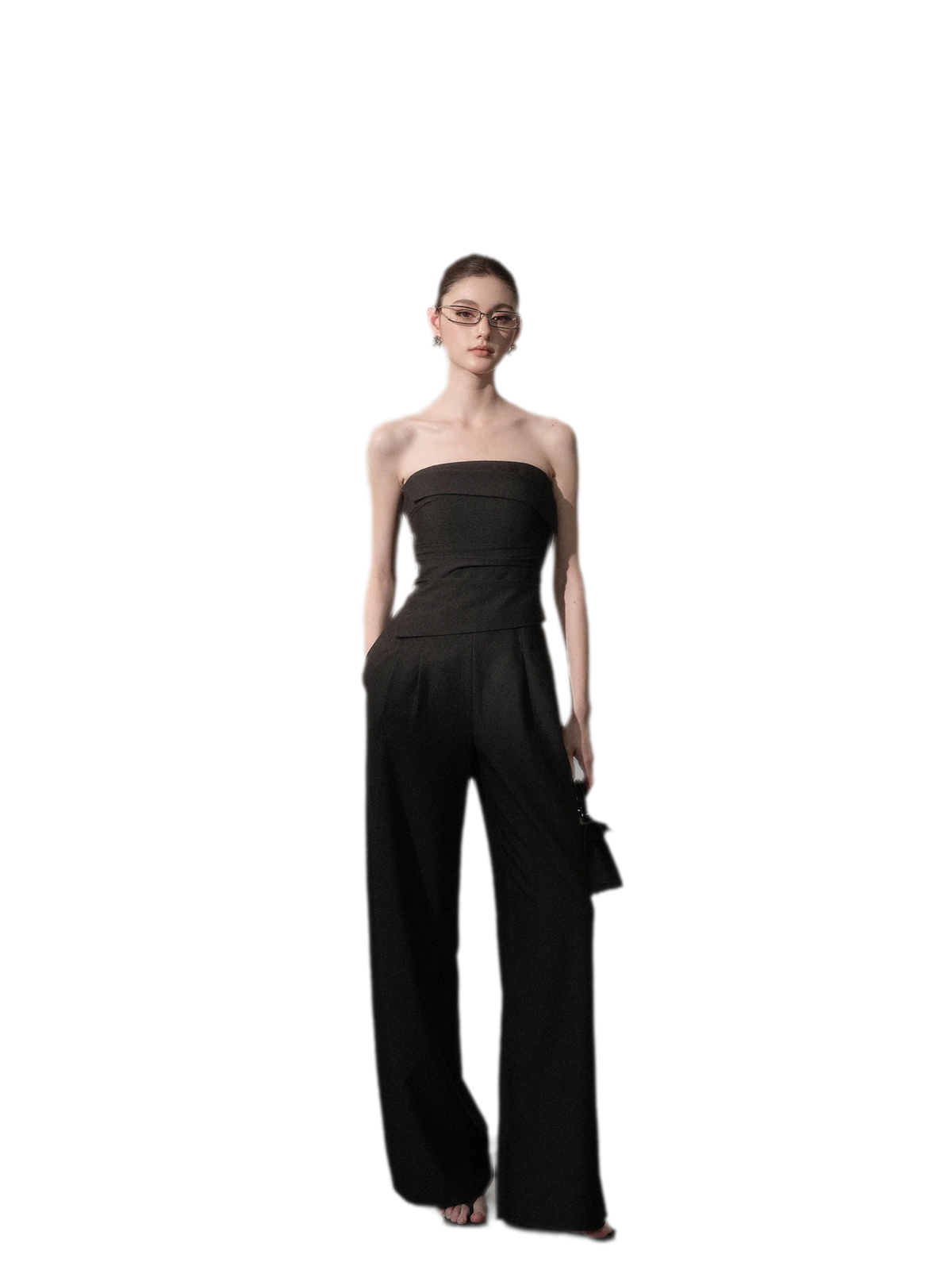 Lined Three-Button Bandeau Jumpsuit