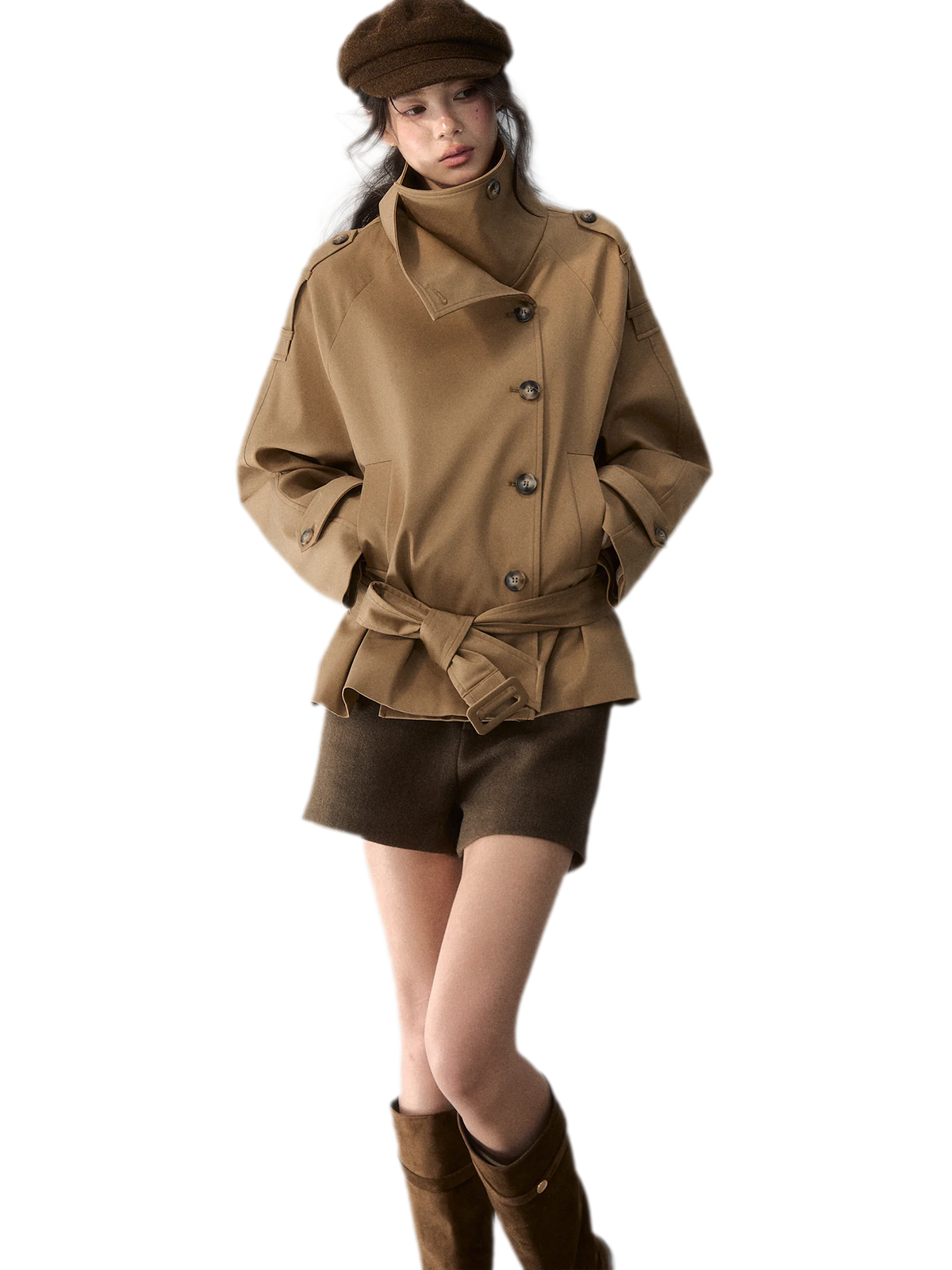Trench coat in twill ad alta densità con cintura