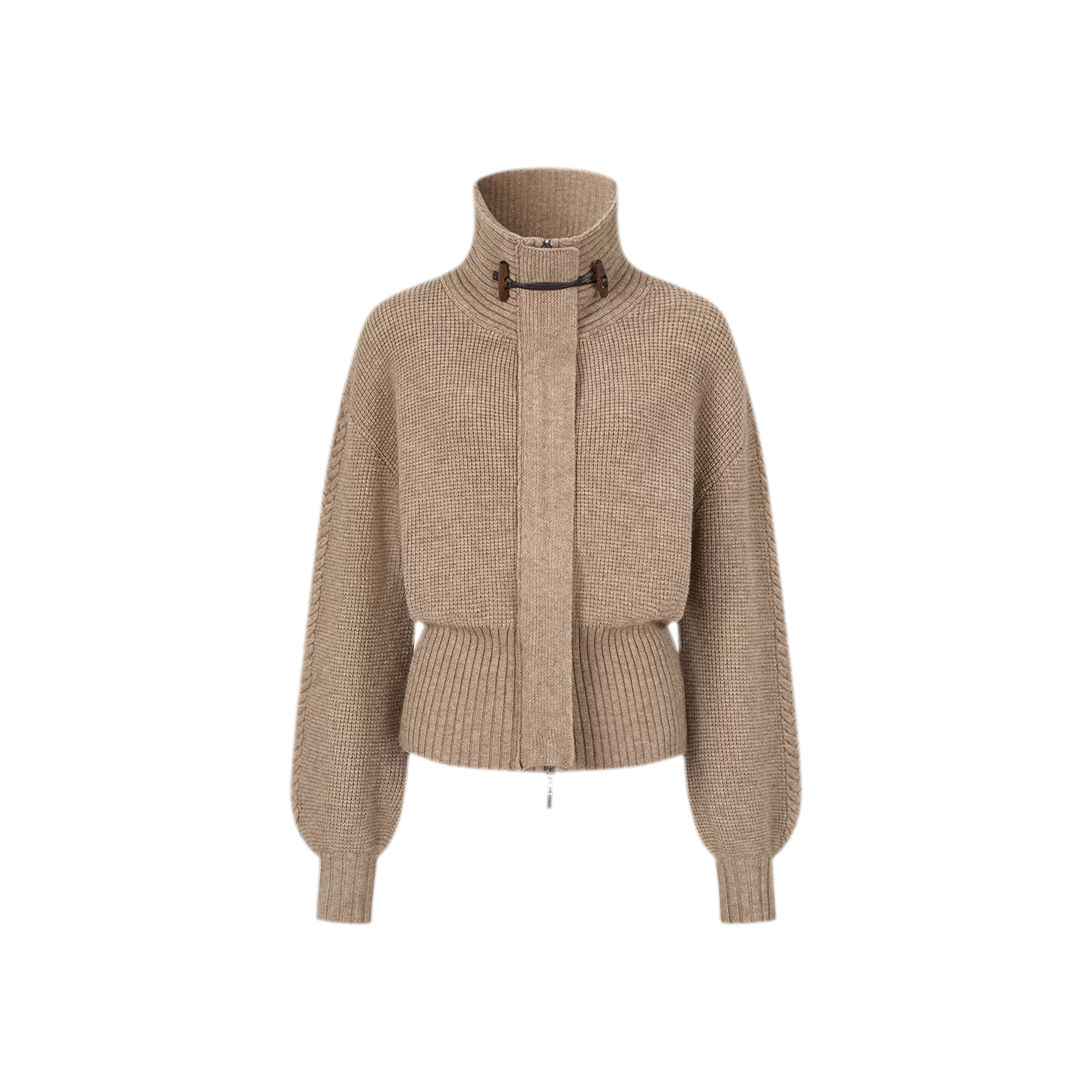 Waffle Knit Toggle Collar Cardigan