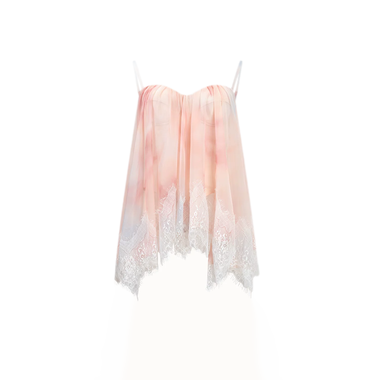 Fishbone Ruffle Chiffon Bustier Top