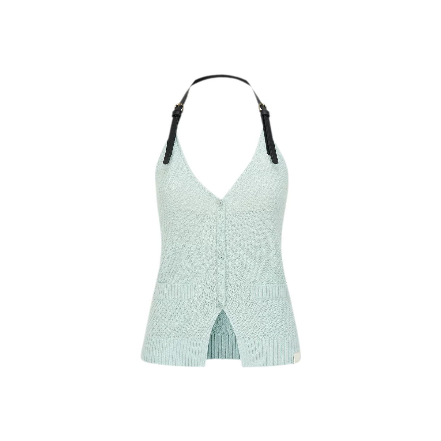 Colorblock Halter V-Neck Linen Knit Vest