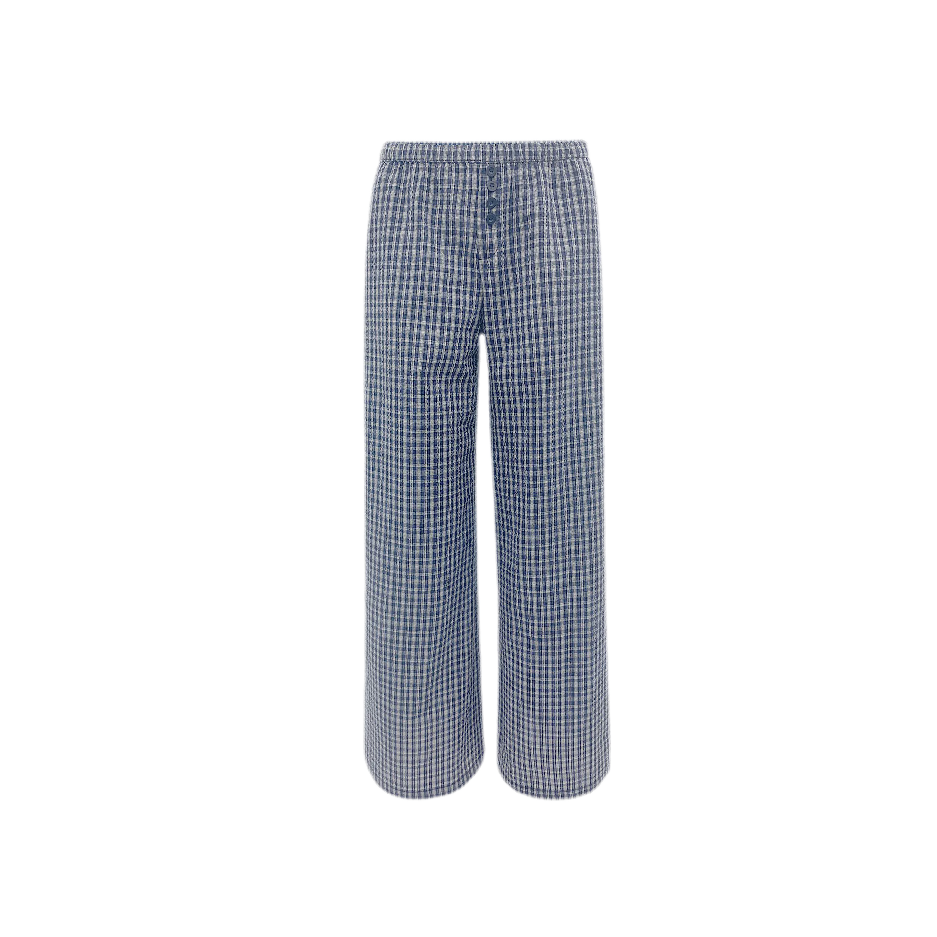 Textured Check Wide-Leg Trousers
