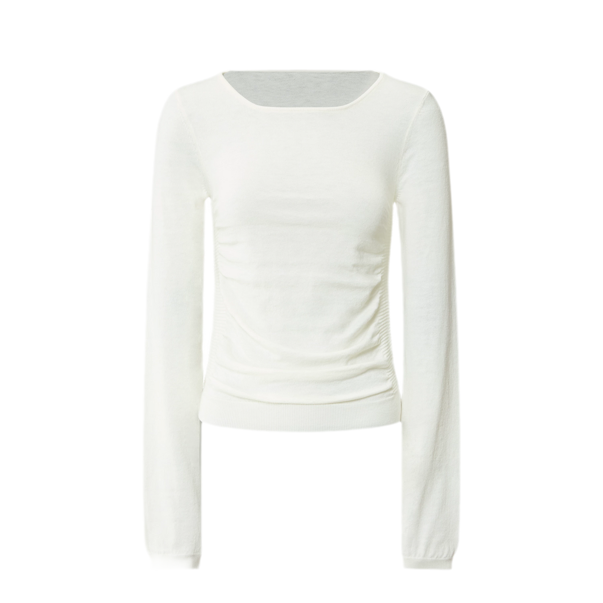 Top in maglia slim arricciato in lana