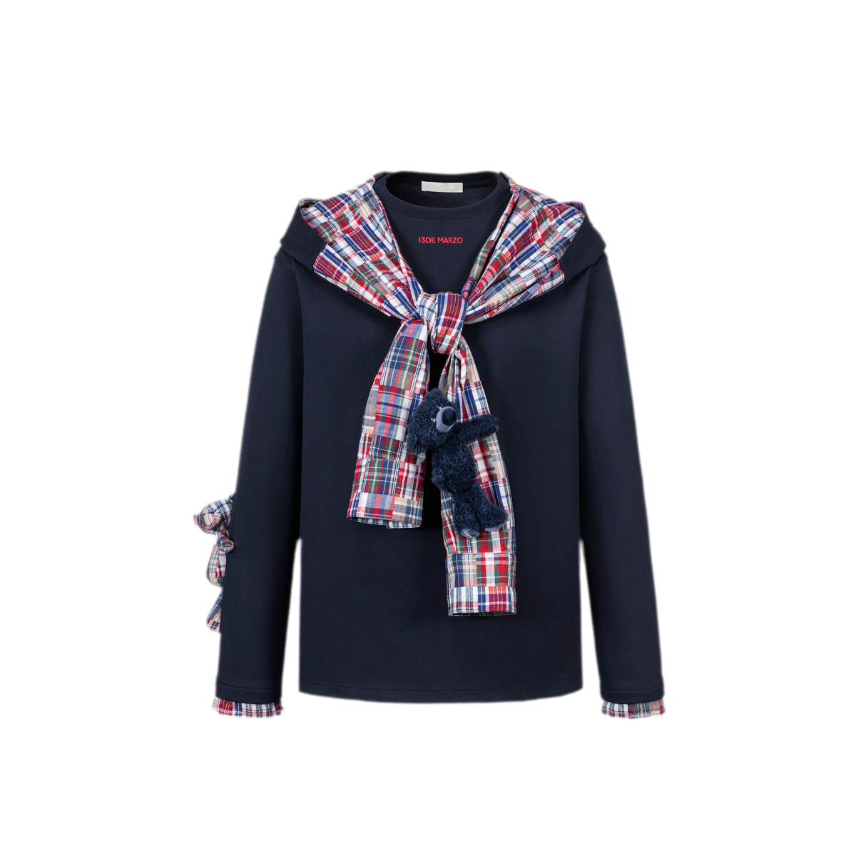 Deconstructed Plaid Hooded T-Shirt