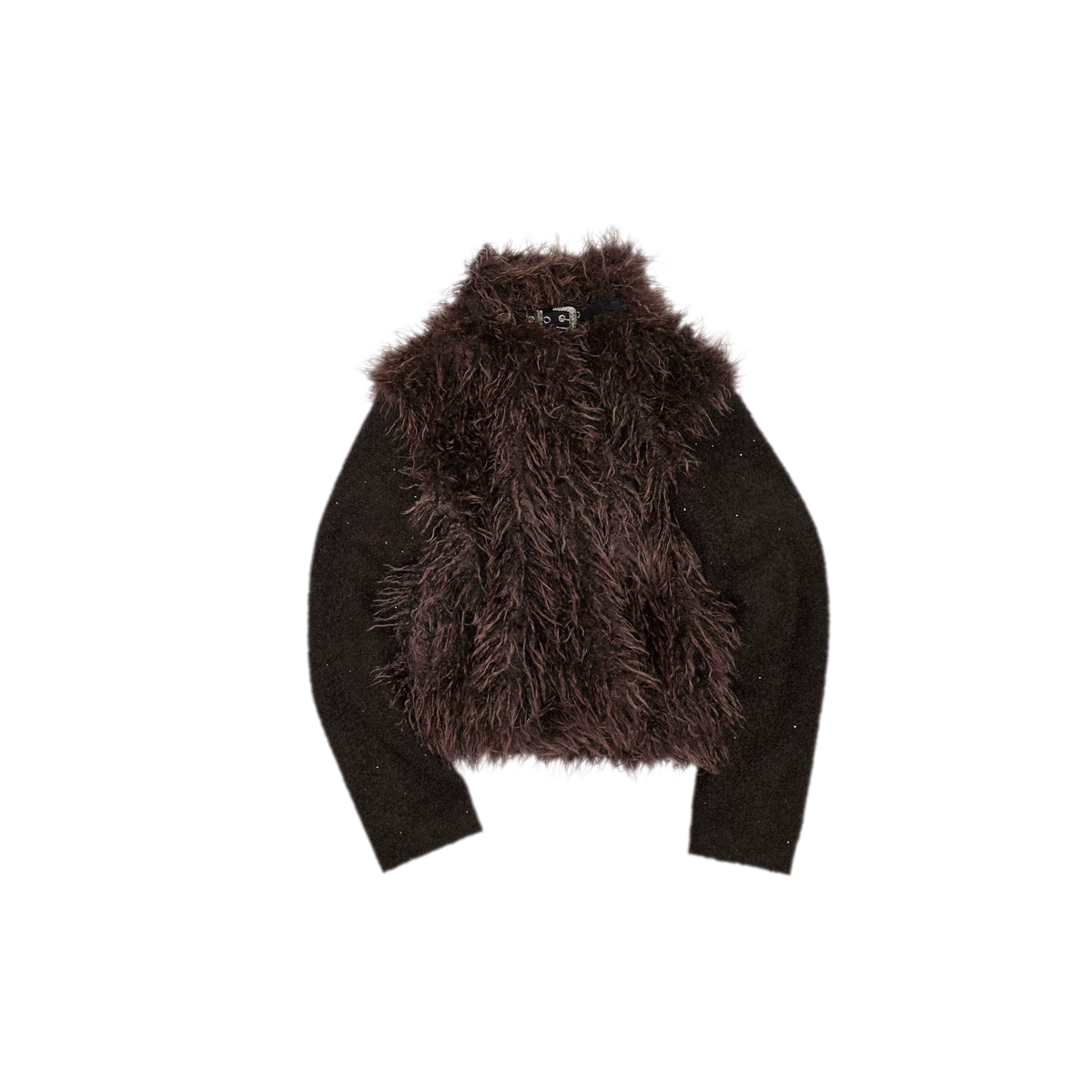 Veste courte en laine à ceinture contrastante