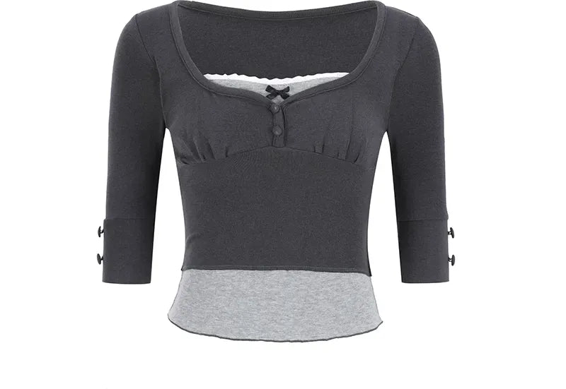 Lace Faux Two-Piece Tee