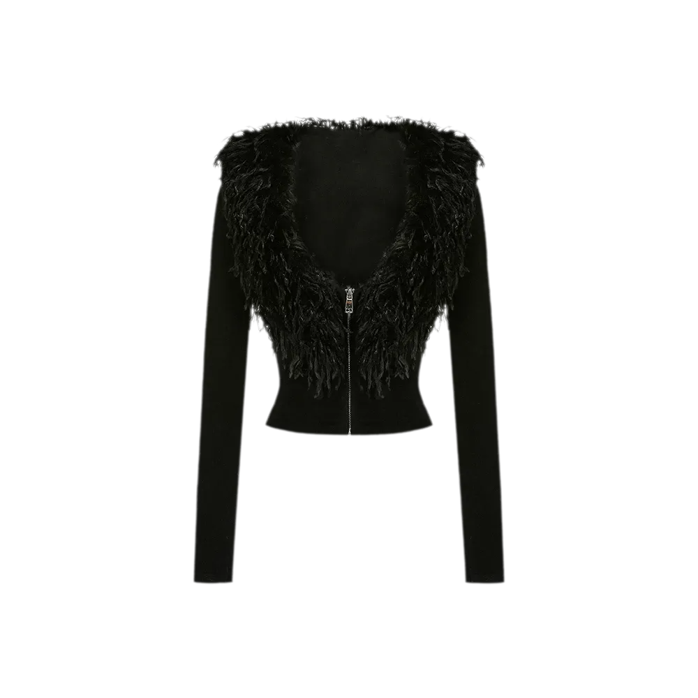 Wool Blend V-Neck Jacket