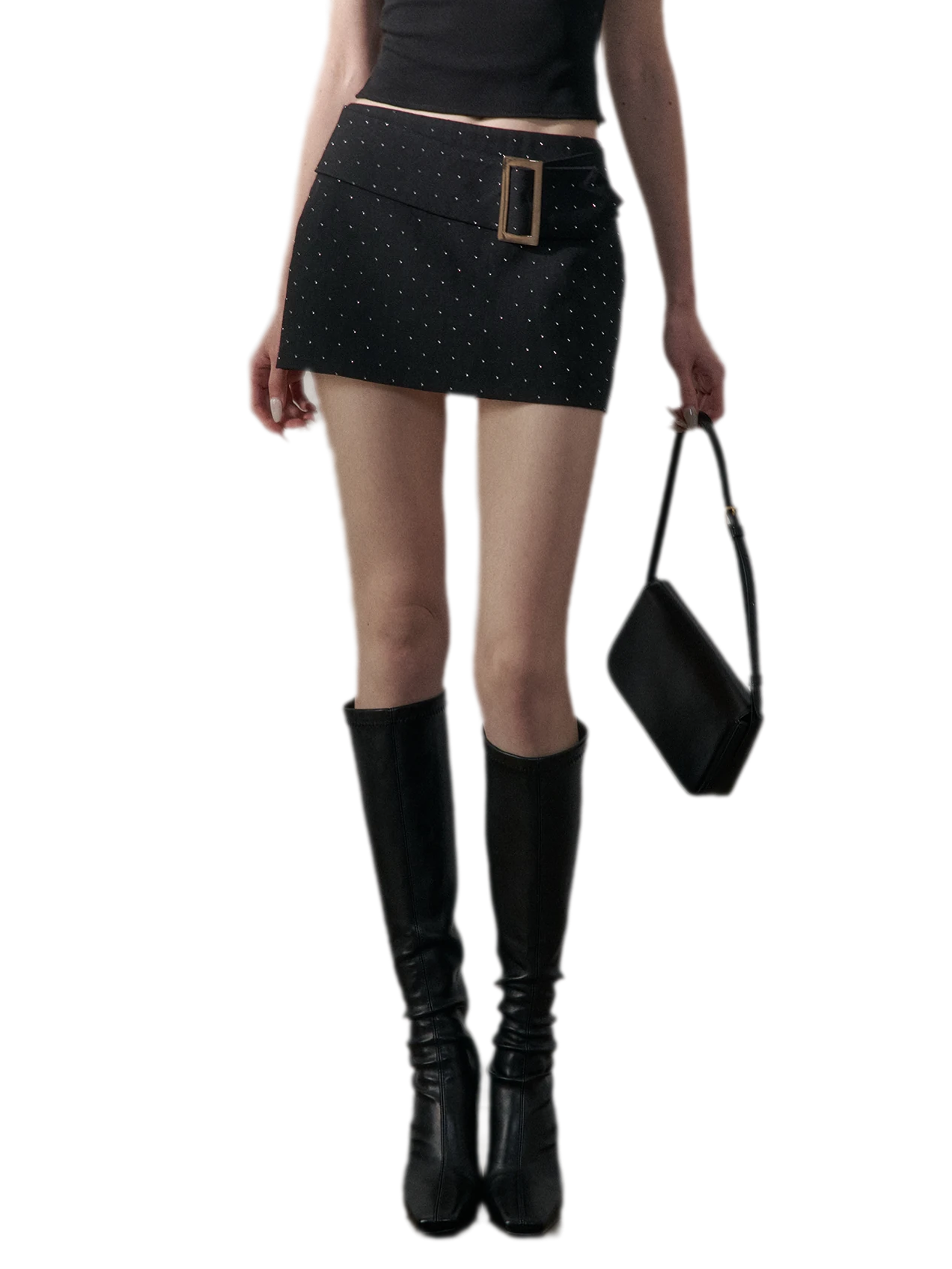 Rhinestone Low Rise Mini Skirt