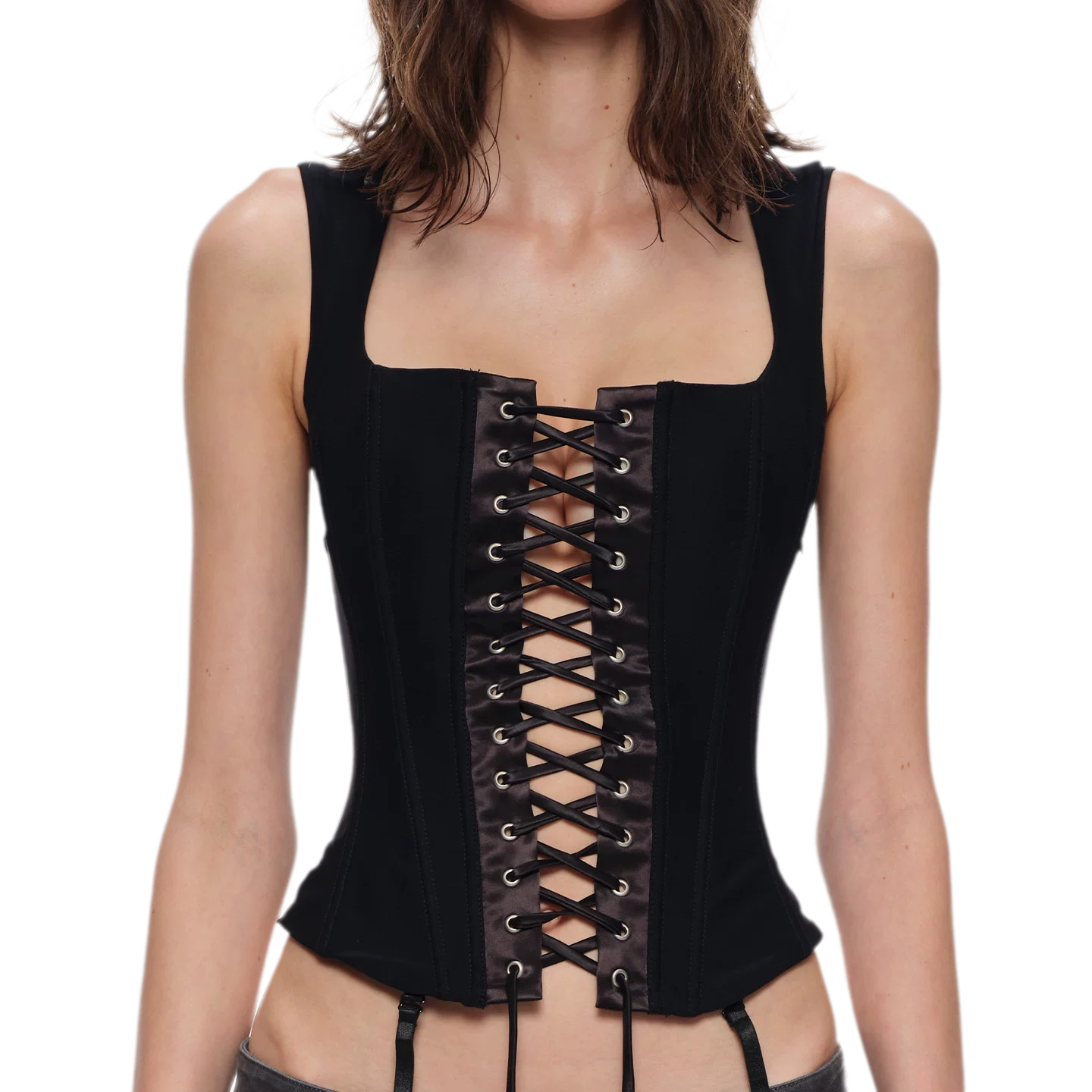 Lace-Up Boned Cropped Corset