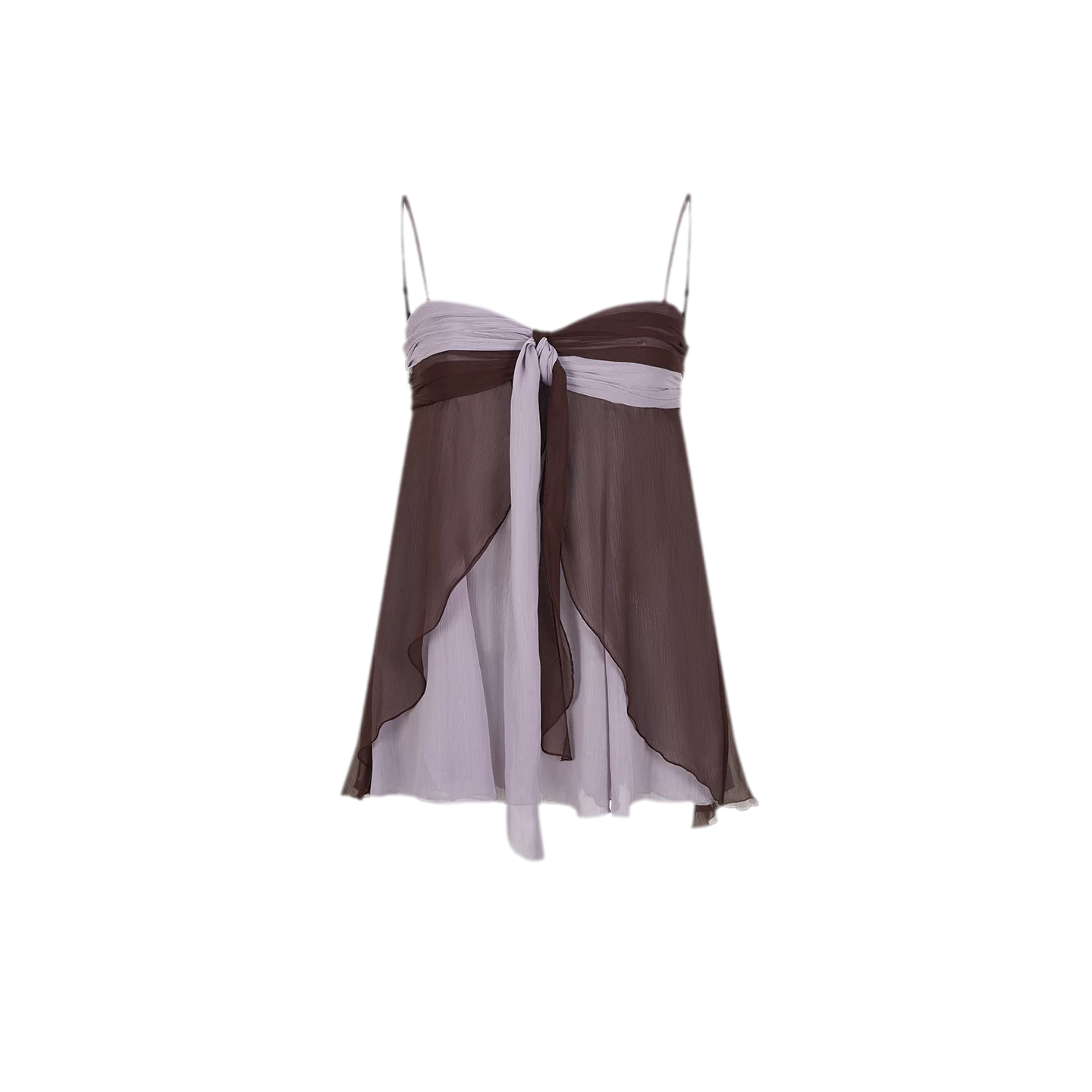 Color Catcher Irregular Contrast Pleated Chiffon Camisole