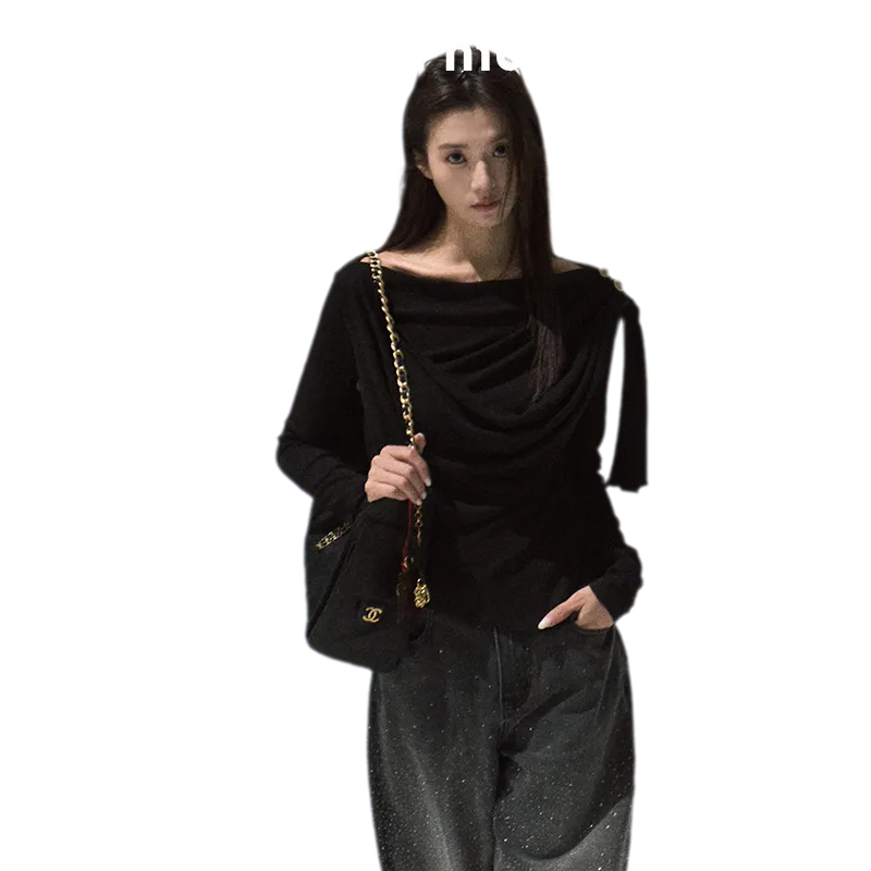 Draped Slim Knit Top