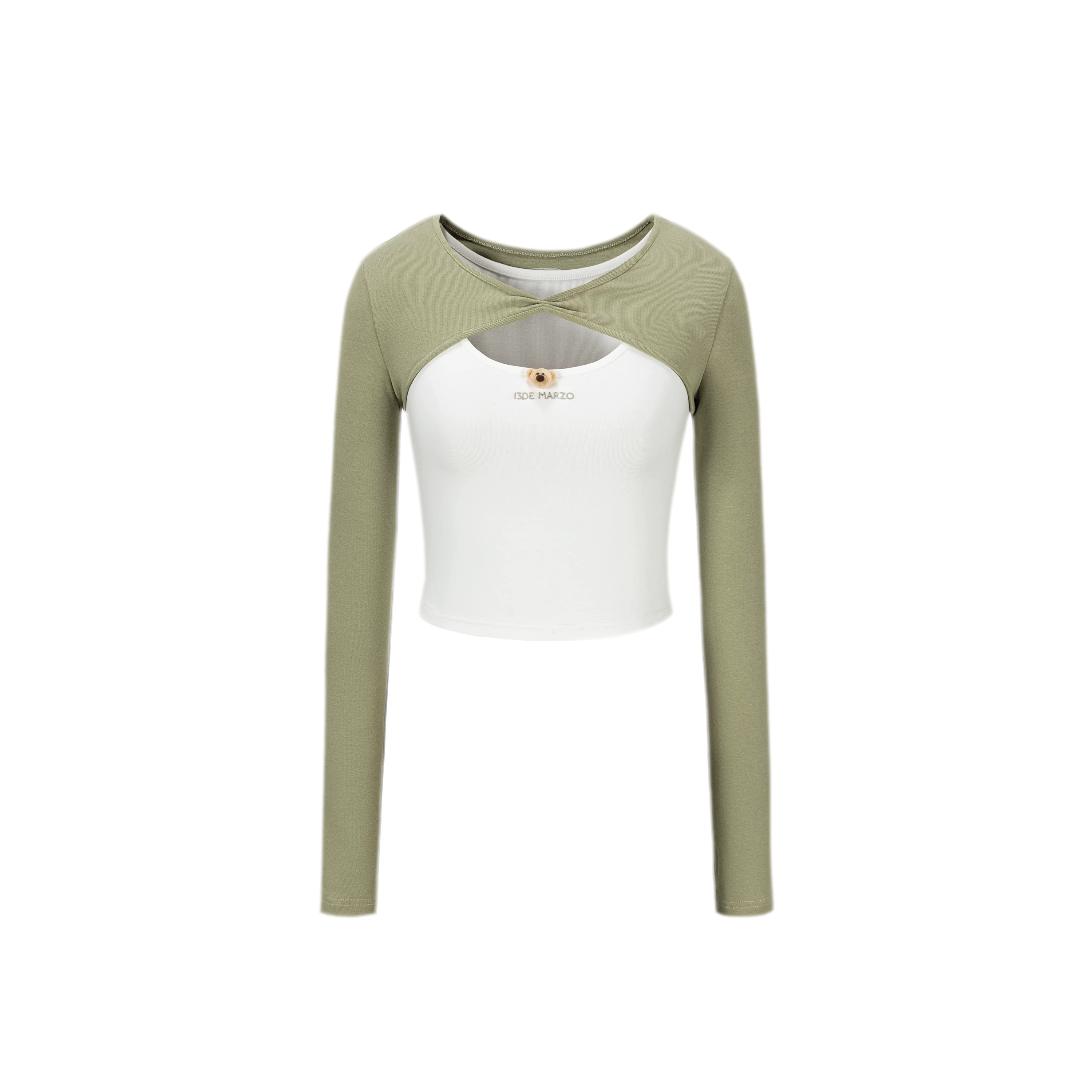Knit Lace-Up Two-Piece Tee