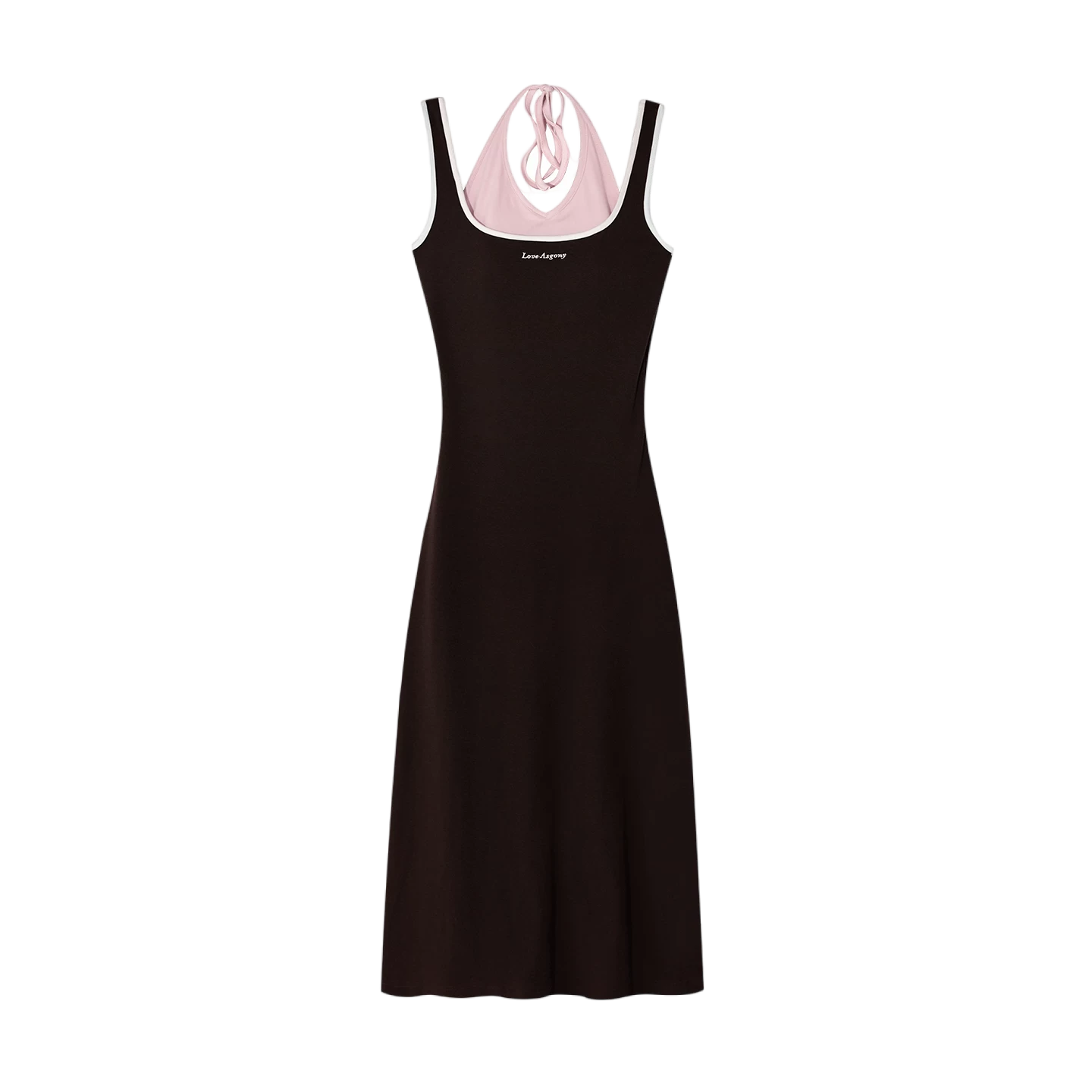 Contrast Color U-Neck Halter Knit Long Dress