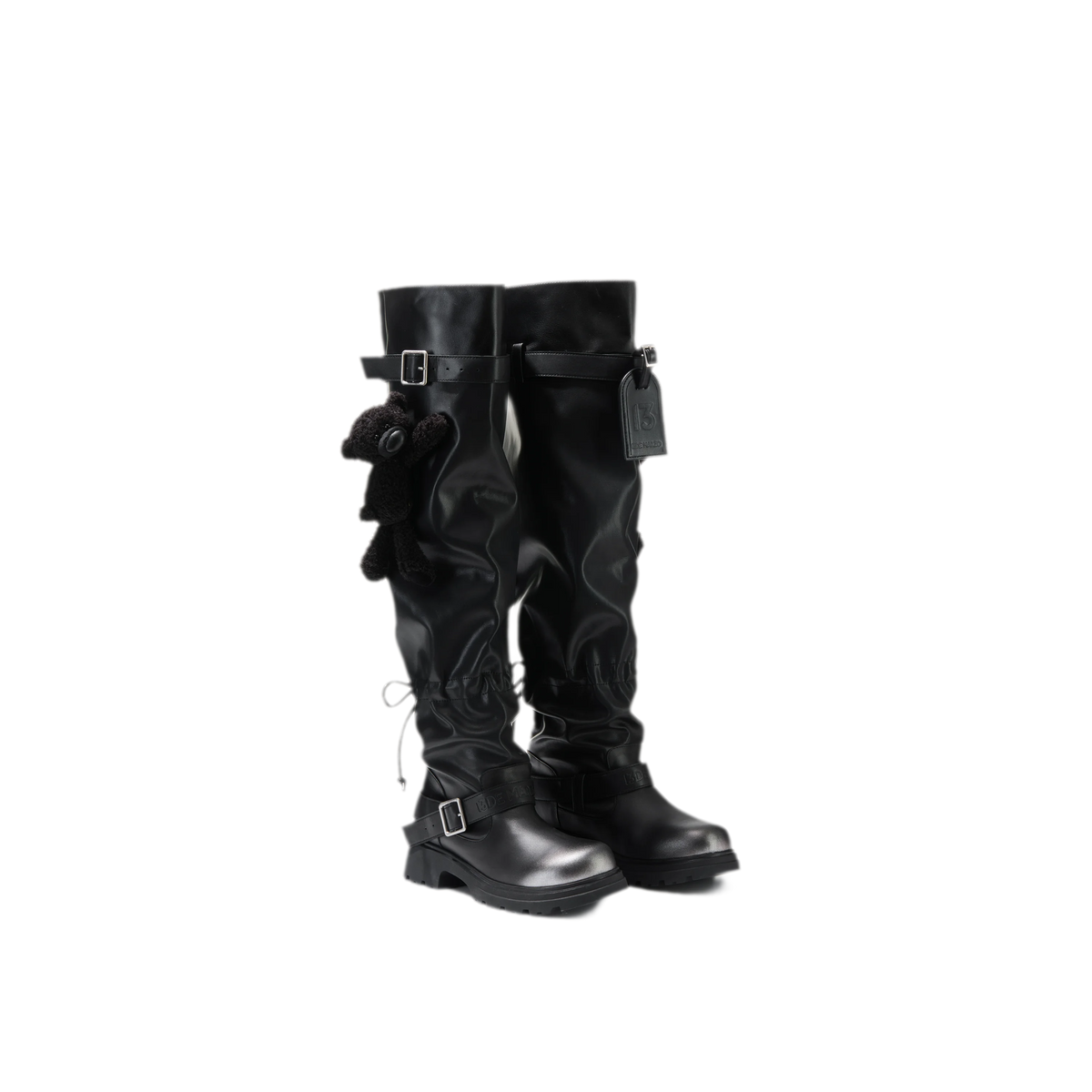 Schlaffe knielange Lederstiefel