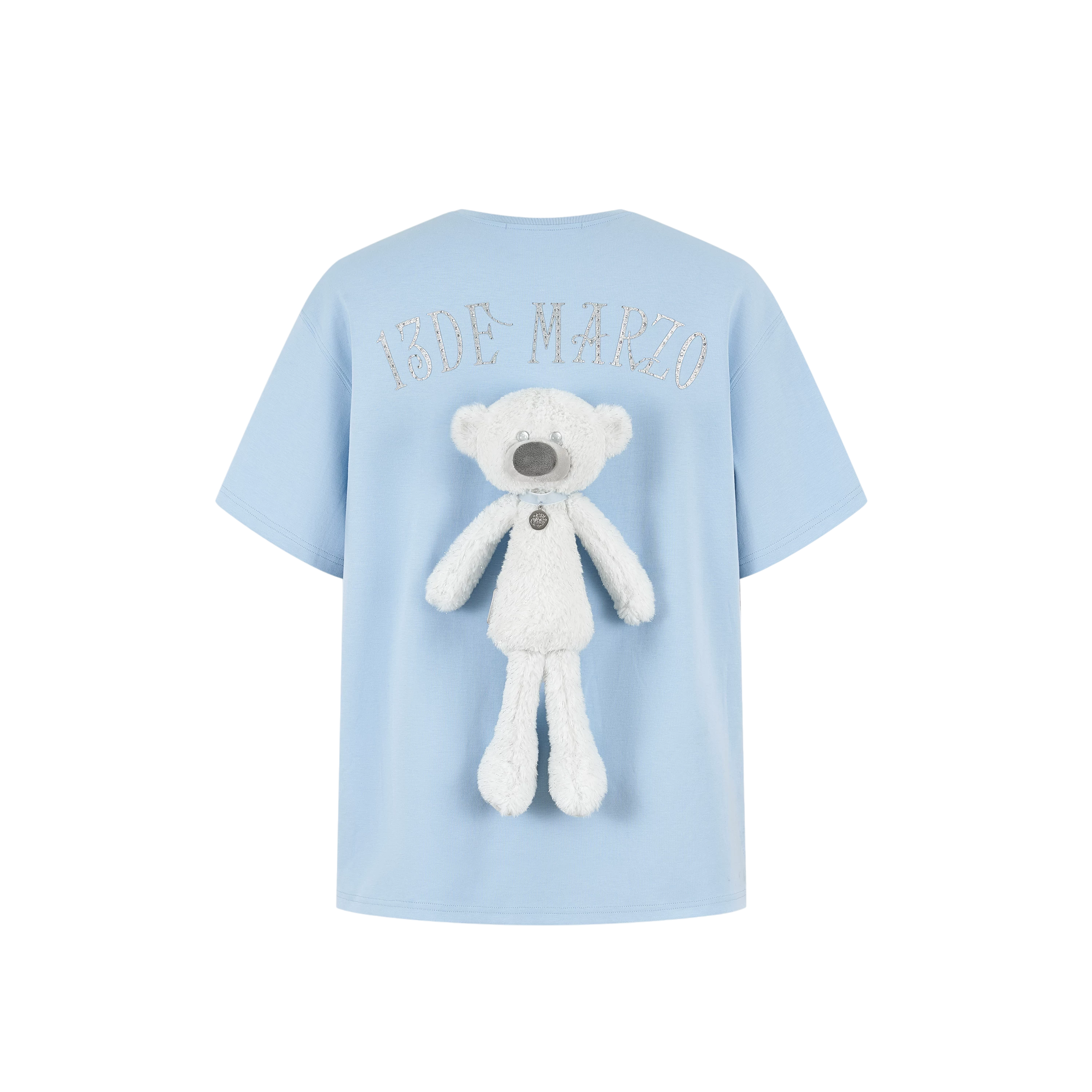 Unisex Silver Bear Print Loose T-shirt