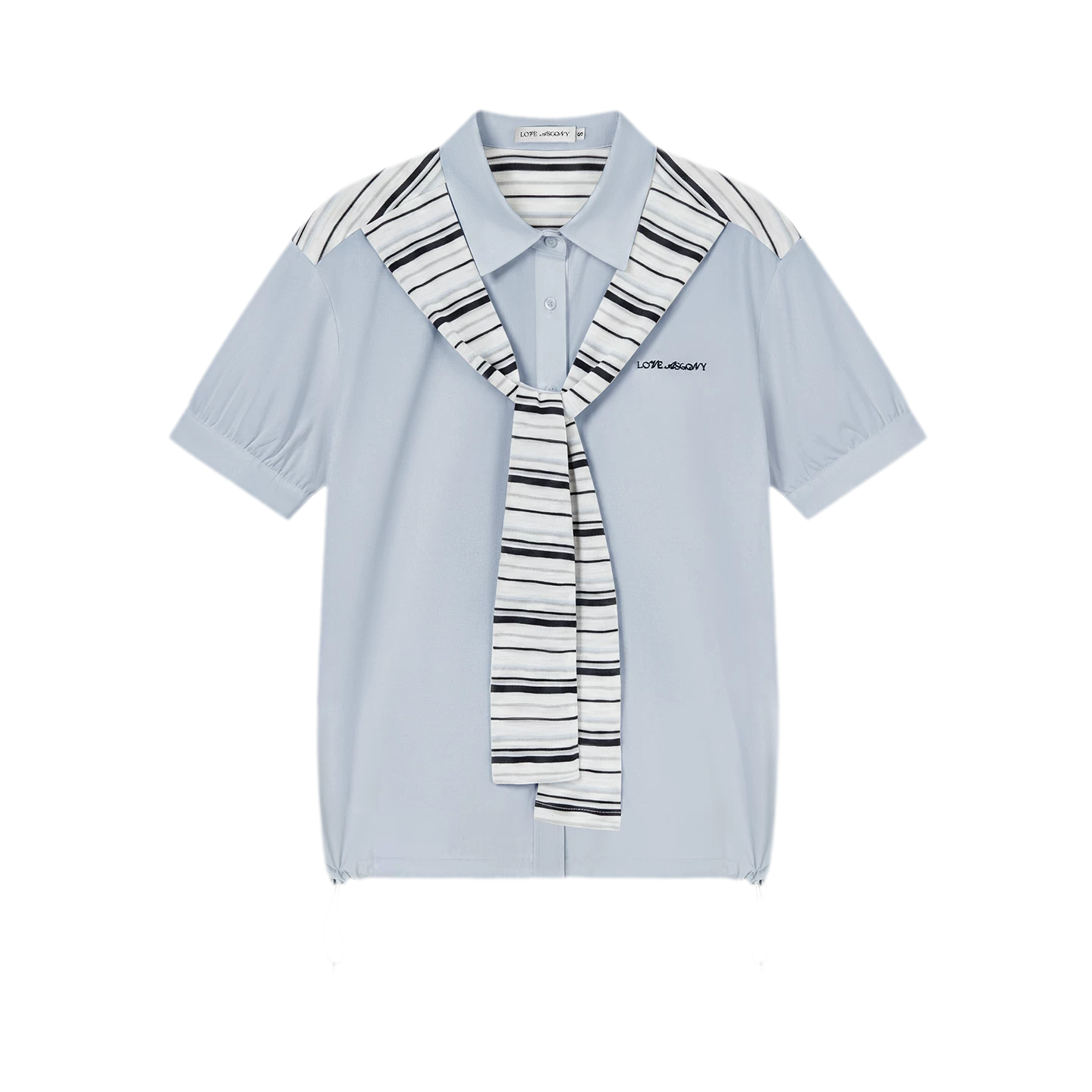 Striped Scarf Hem Shirt