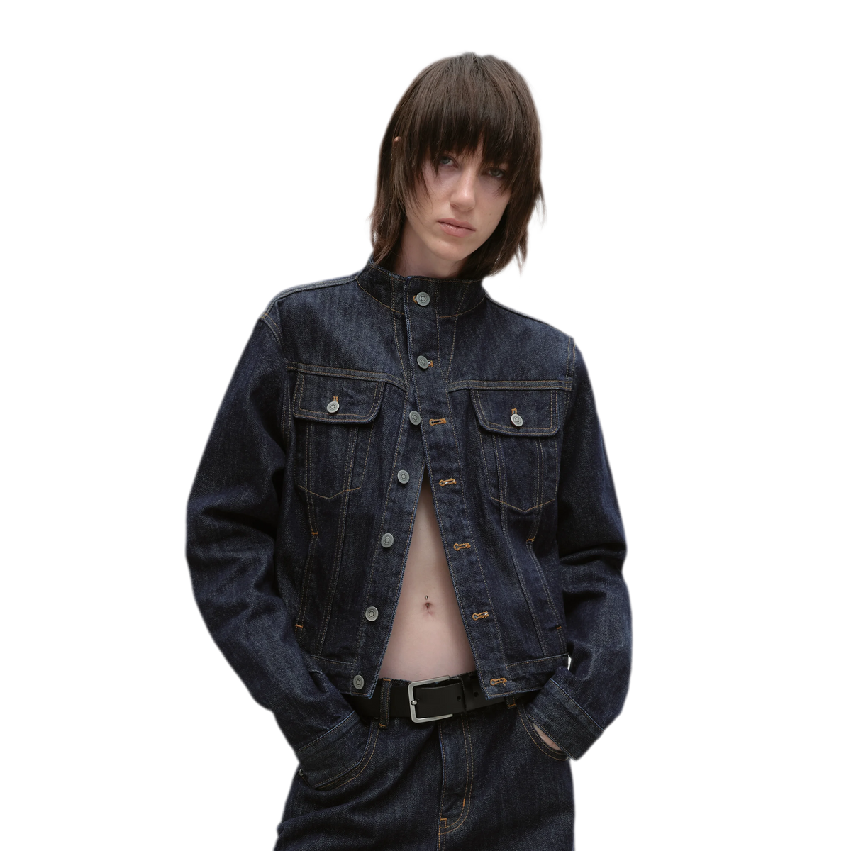Redline Cropped Raw Denim Jacket