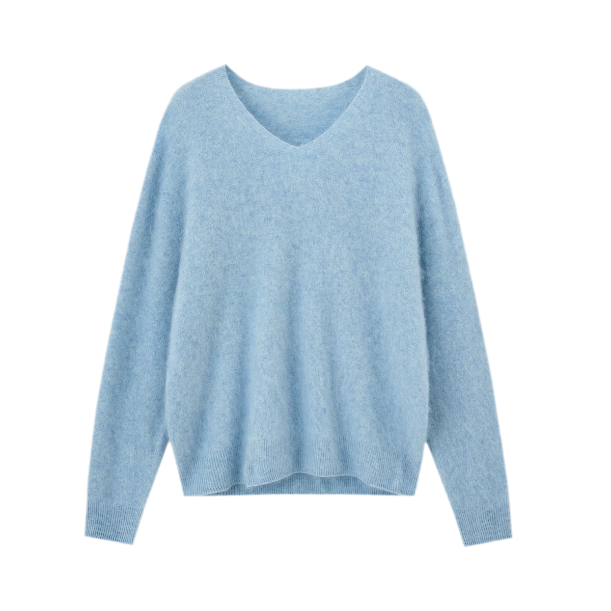 Flauschiger Mohairpullover mit V-Ausschnitt