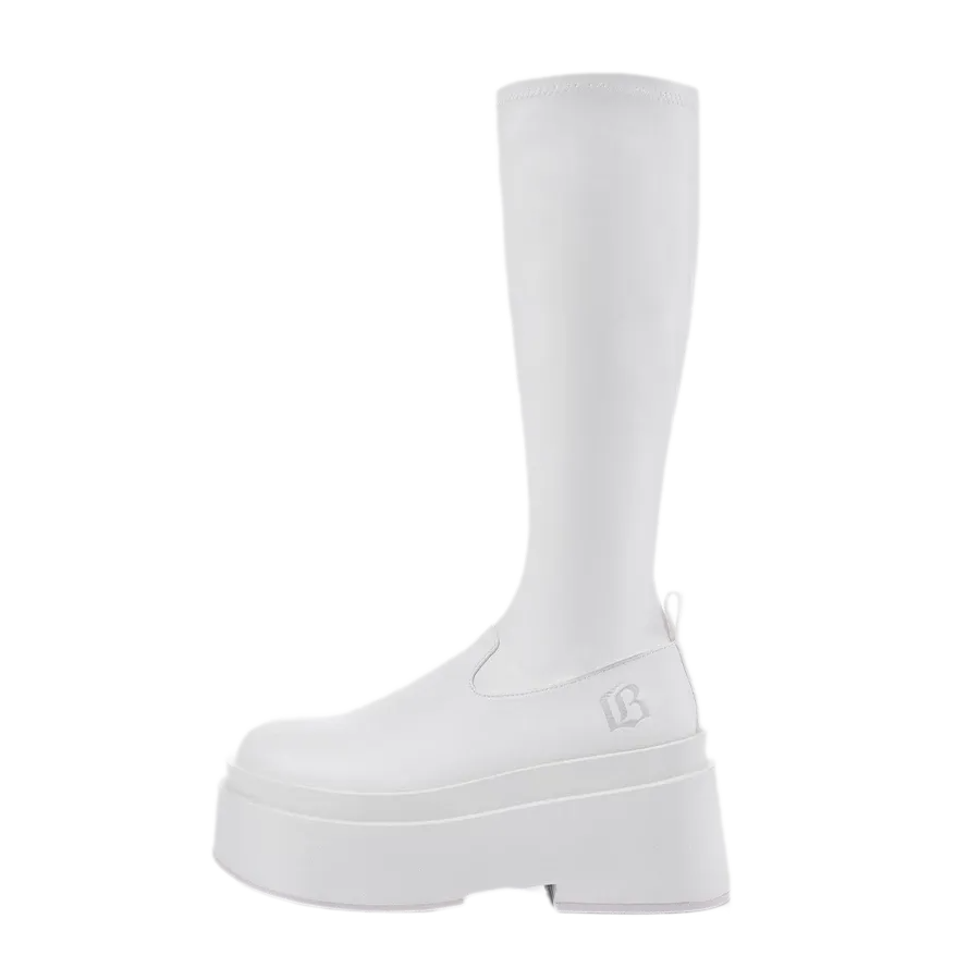 Stretch Platform Knee-High Boots