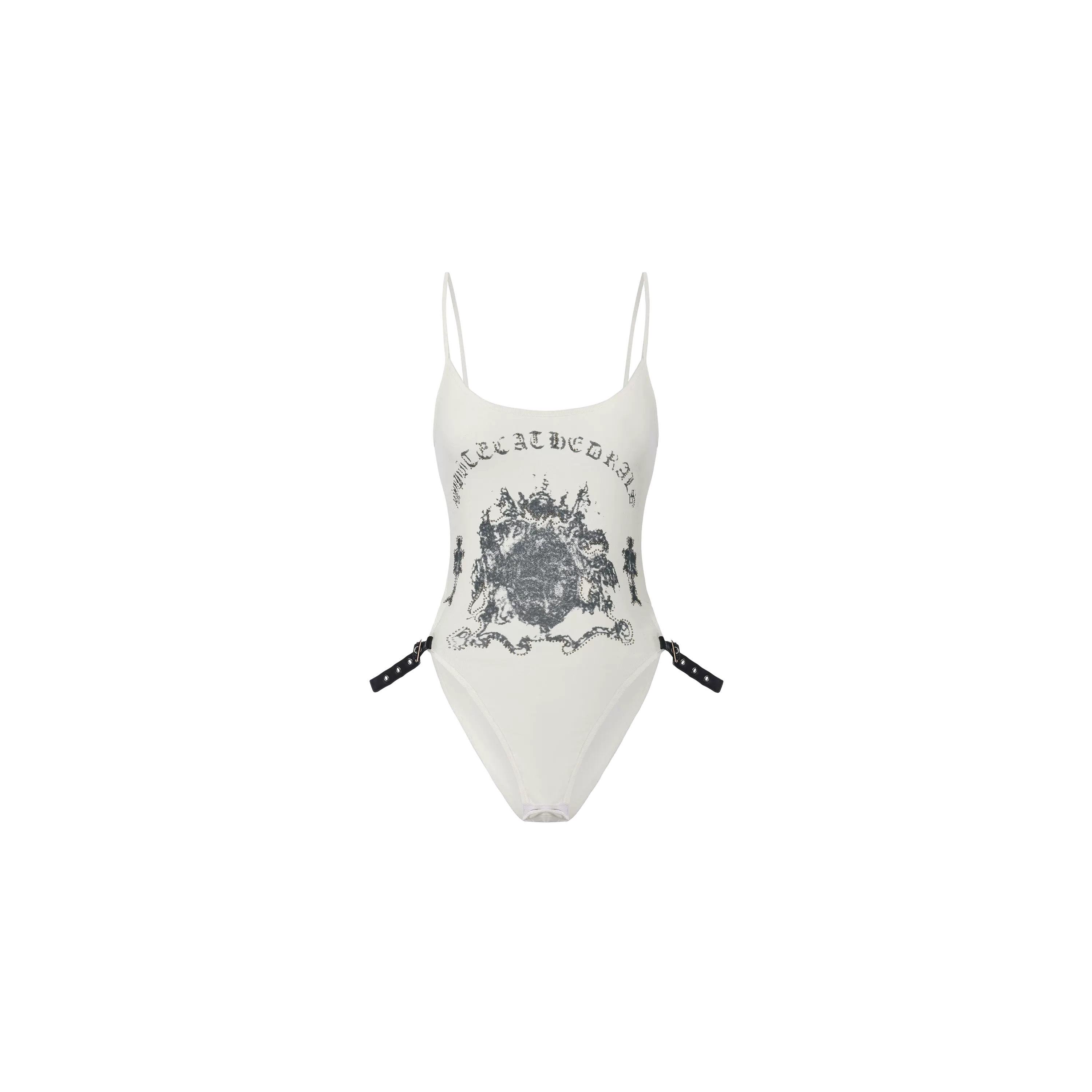 Gothic Print Waist-Exposed Vest