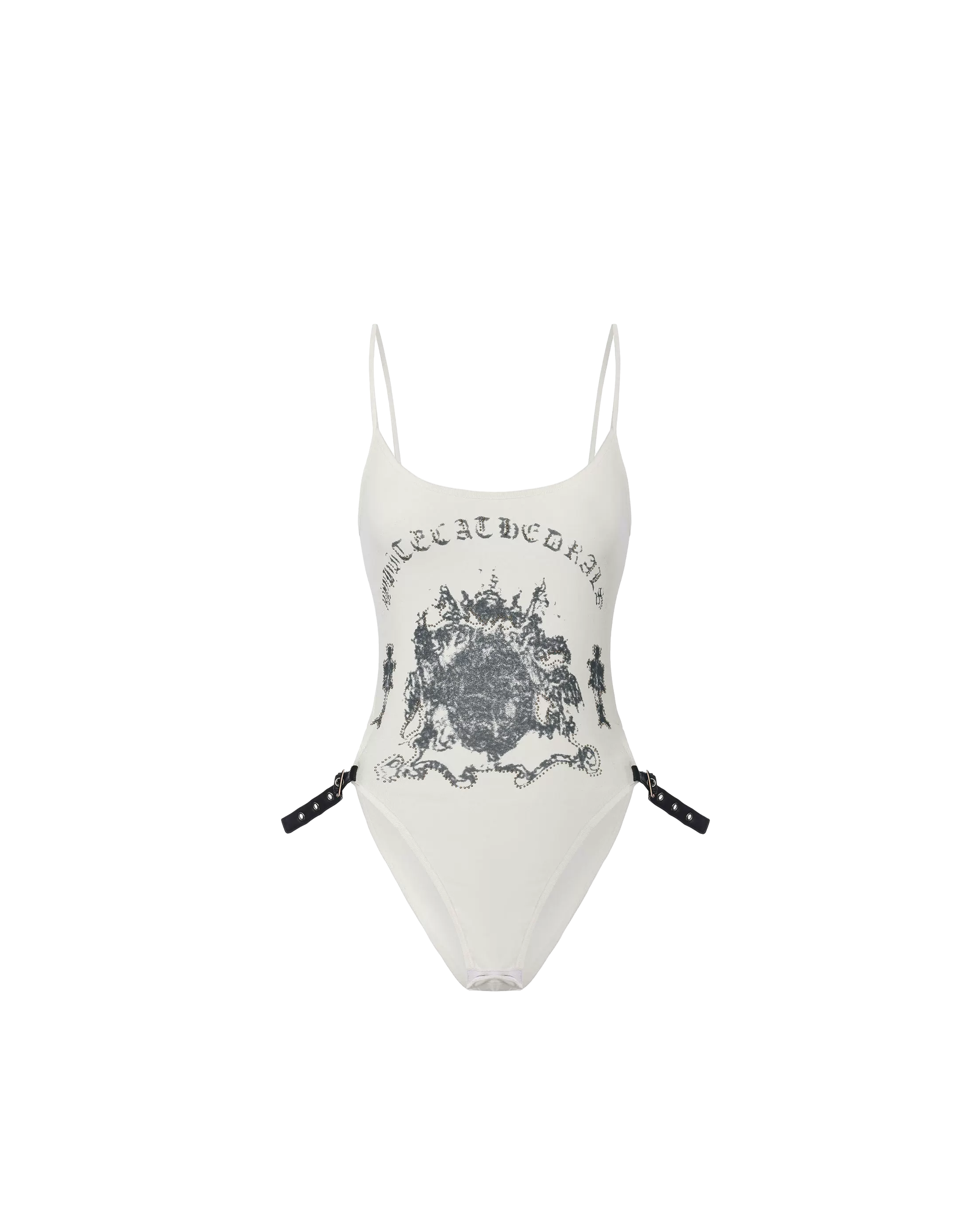 Gothic Print Waist-Exposed Vest