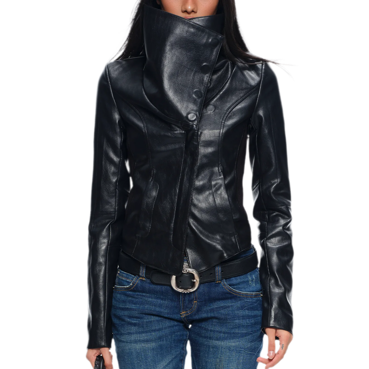 Magnetic Buckle Cropped Jacket