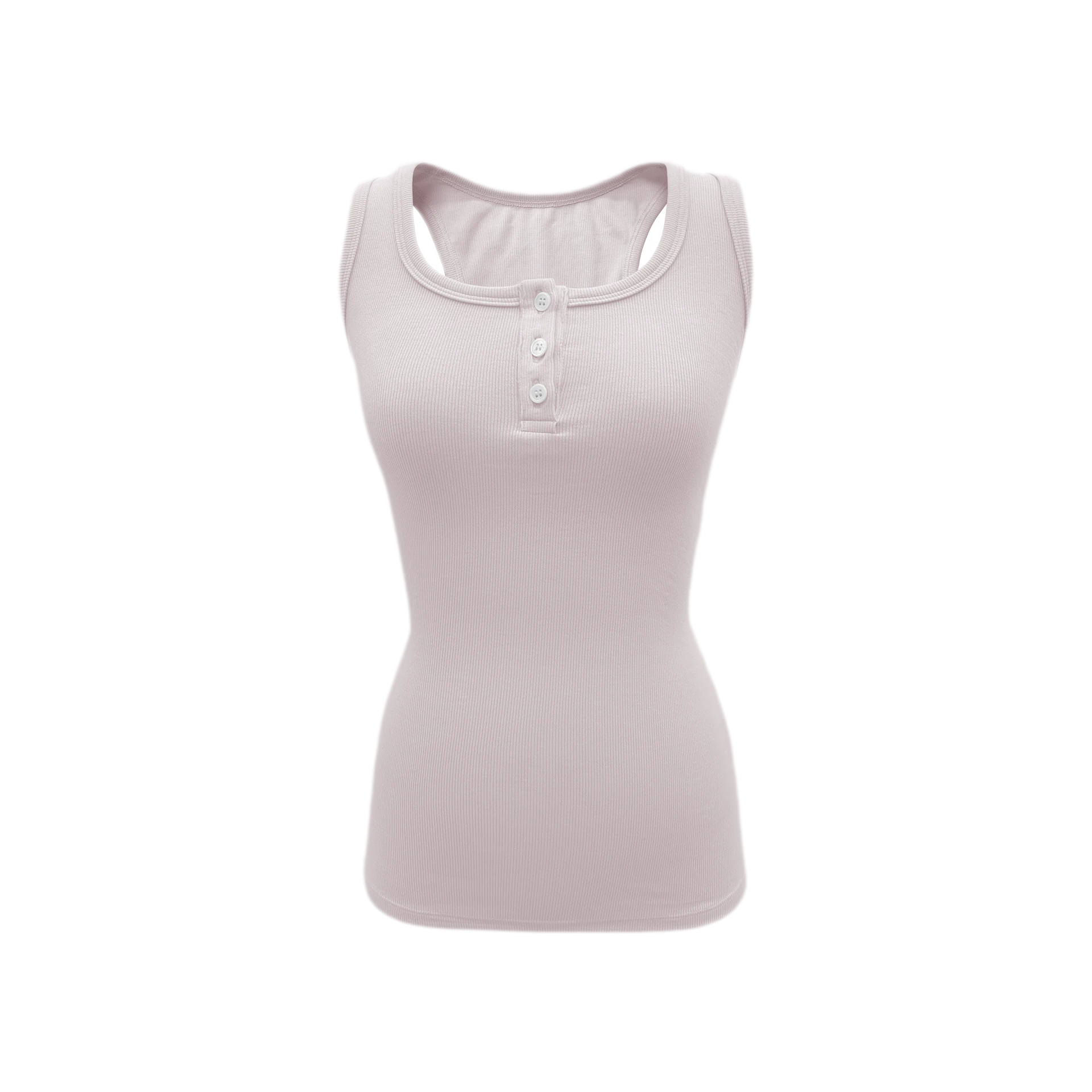 Ribbed Slim-Fit Henley Tank