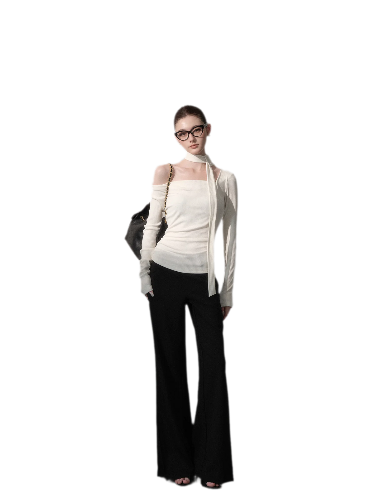 Ribbon Asymmetric Knit Top
