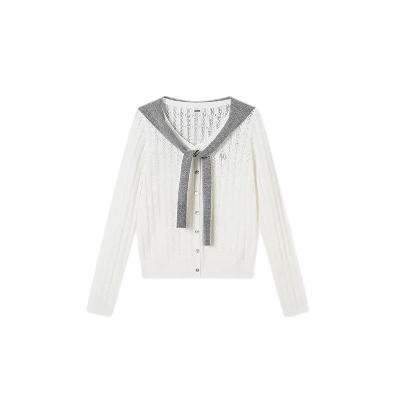 Textured Openwork Knit Cardigan
