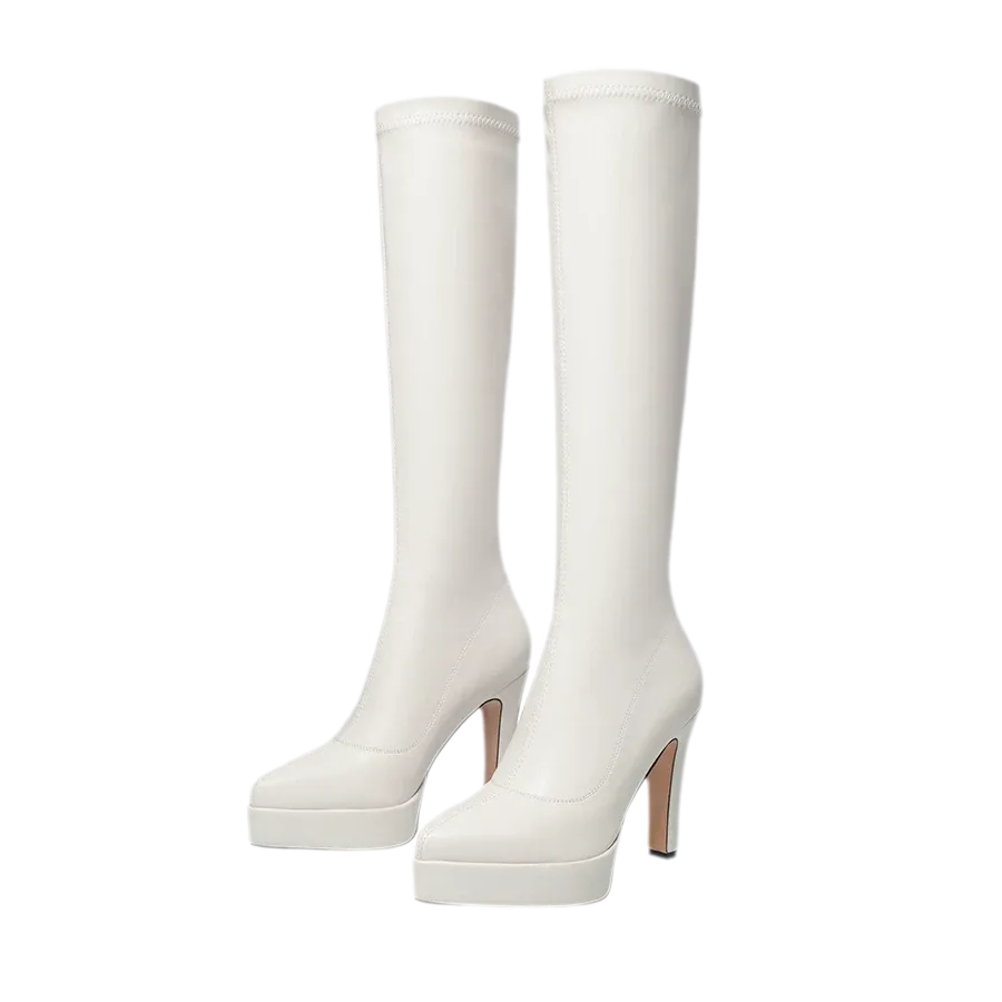 Pointed-Toe Stretch Tall Boots