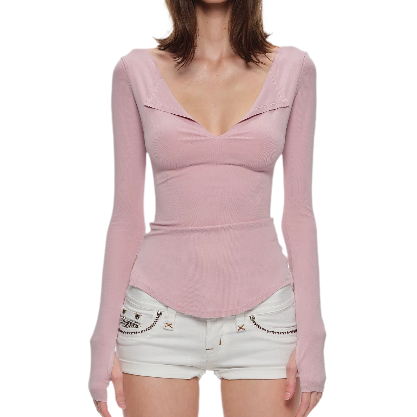Modal Slim-Fit V-Neck Top