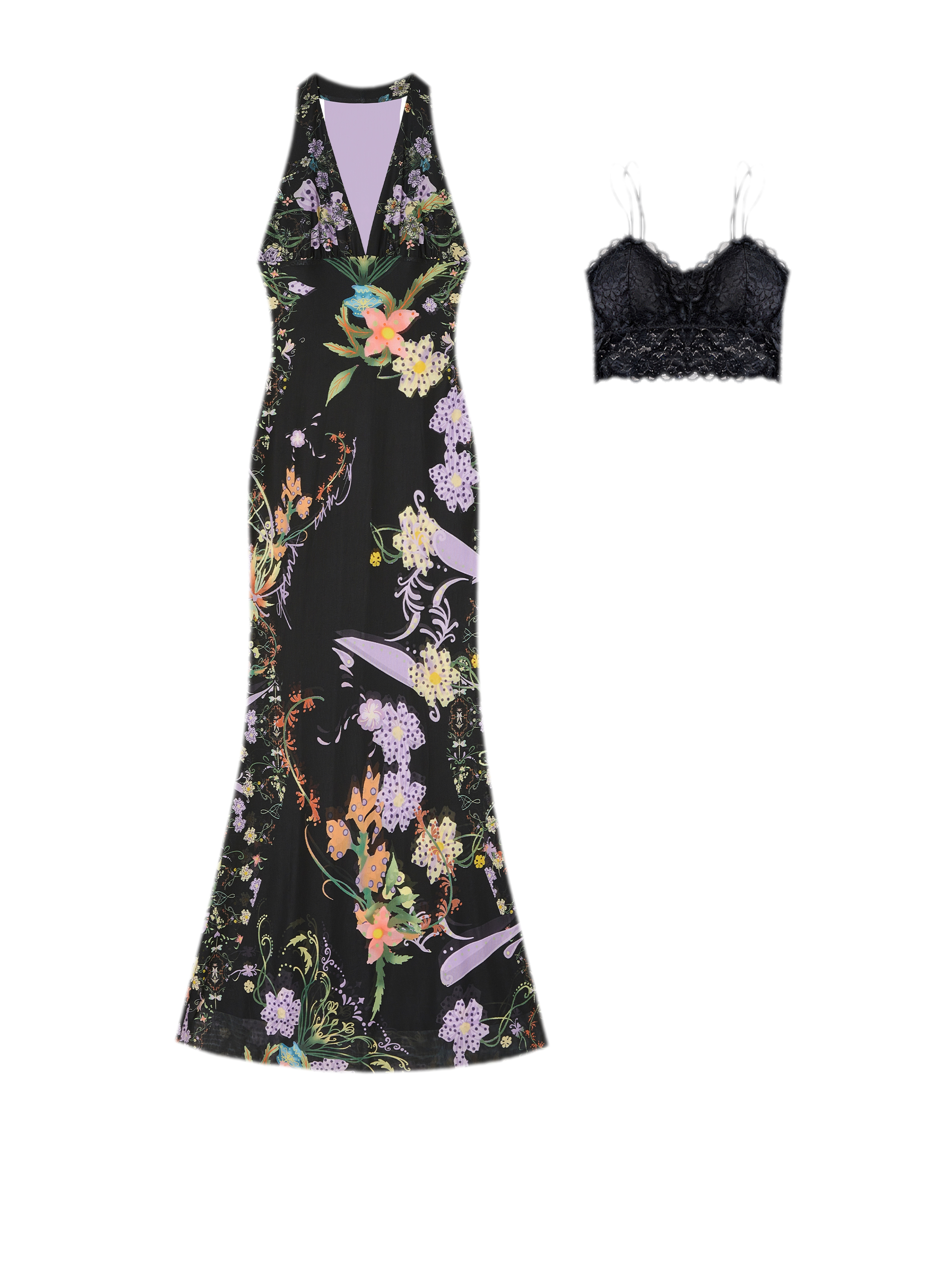 Romantic Floral Halter Long Dress