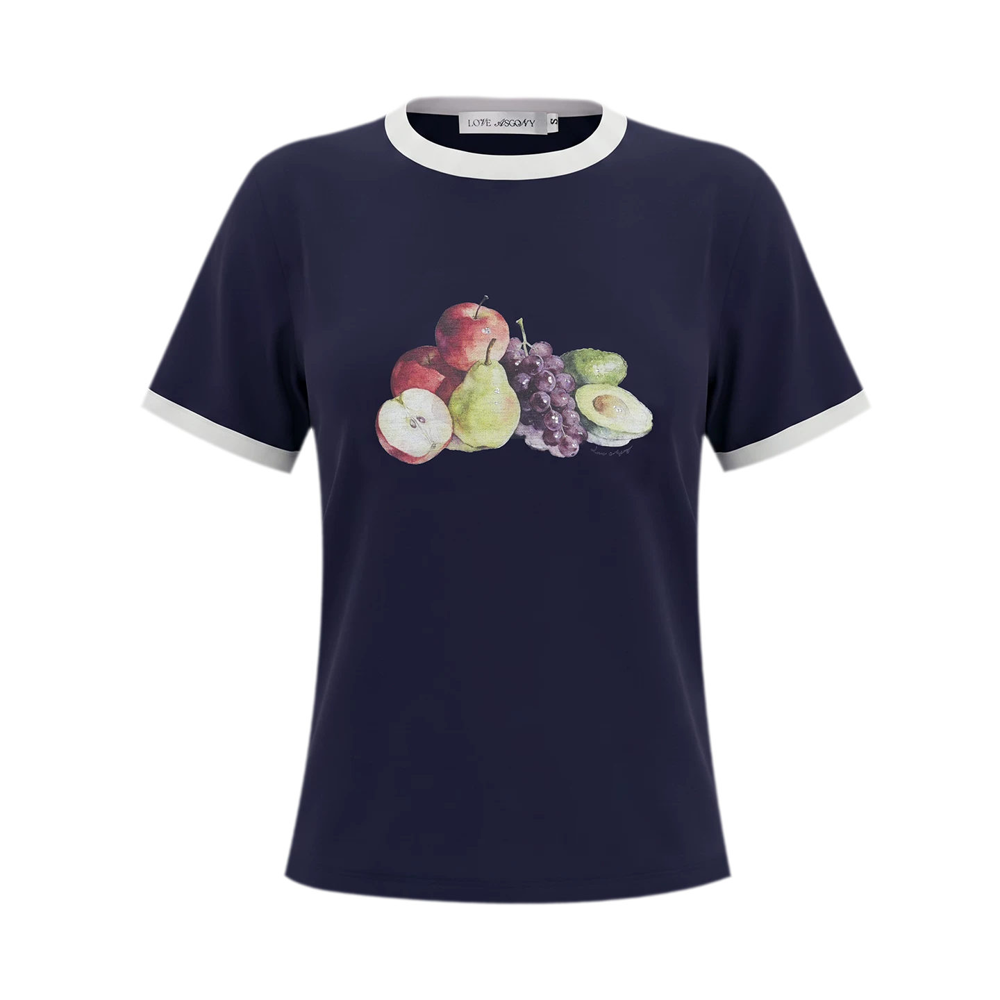 Rhinestone Fruit Print Tee