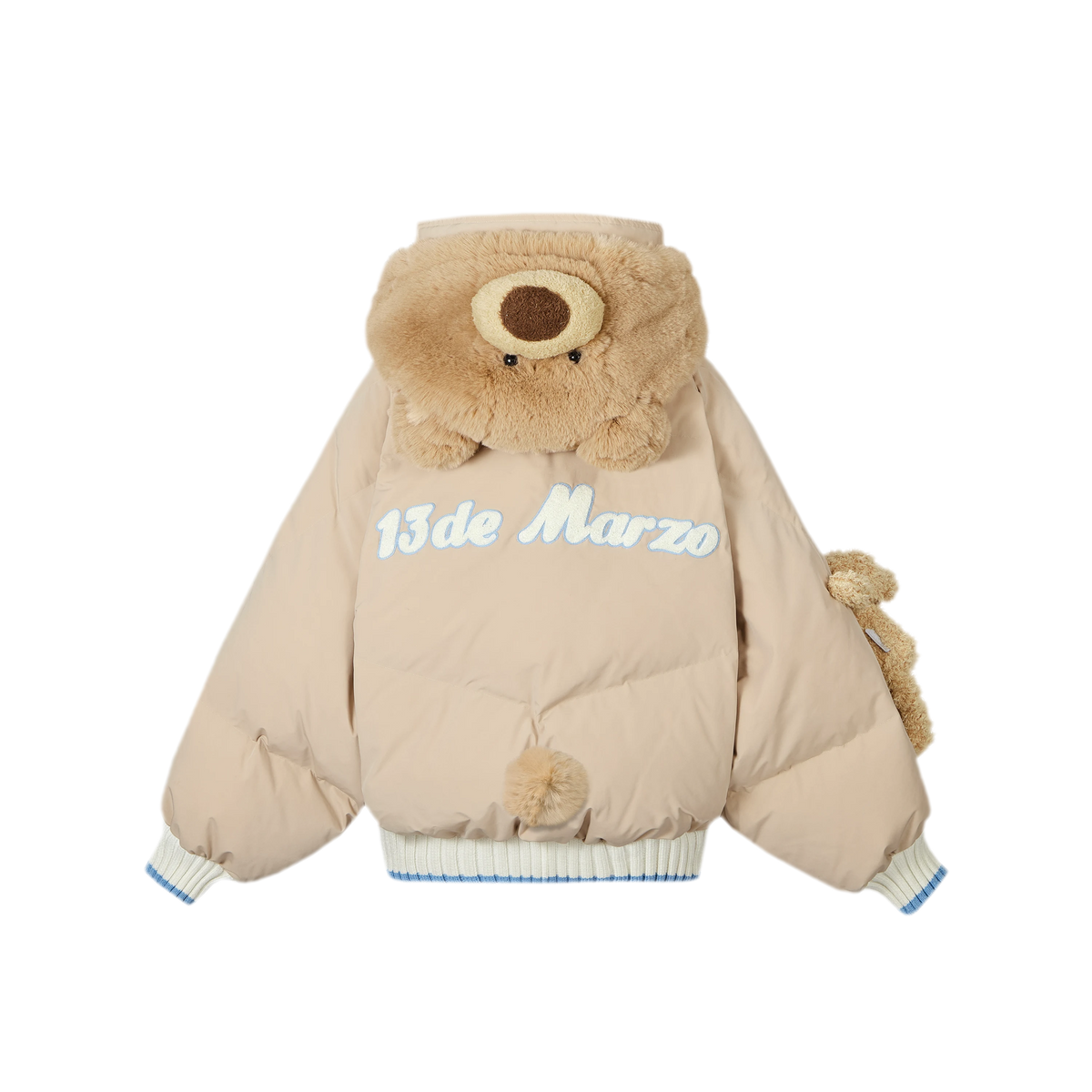 Doudoune rembourrée en duvet avec ours en peluche