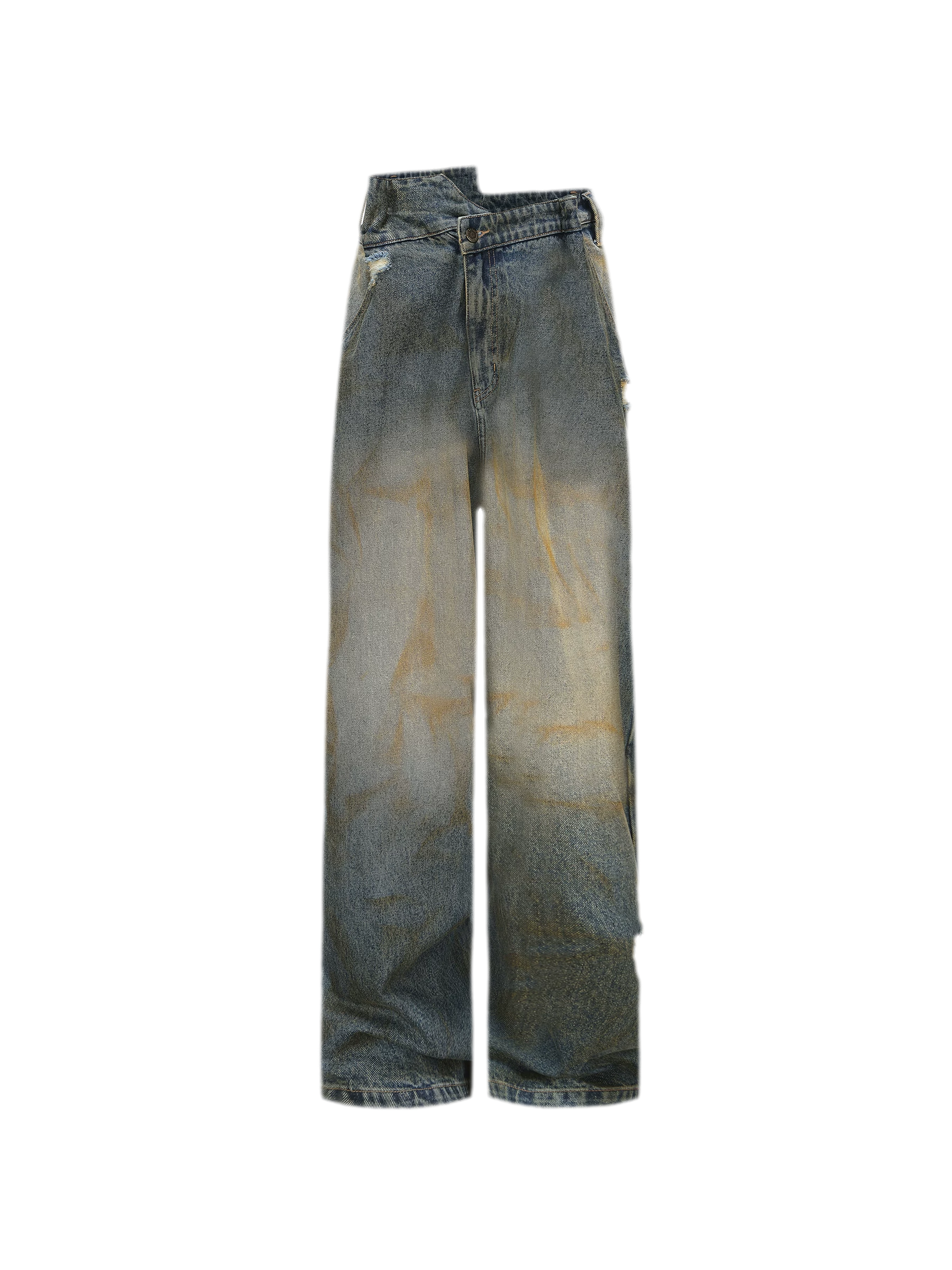 Distressed Wide-Leg Jeans