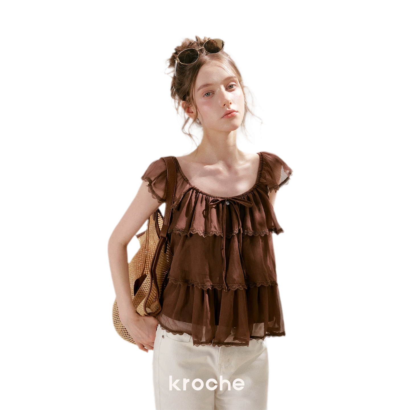 Tiered Ruffle Chiffon Blouse