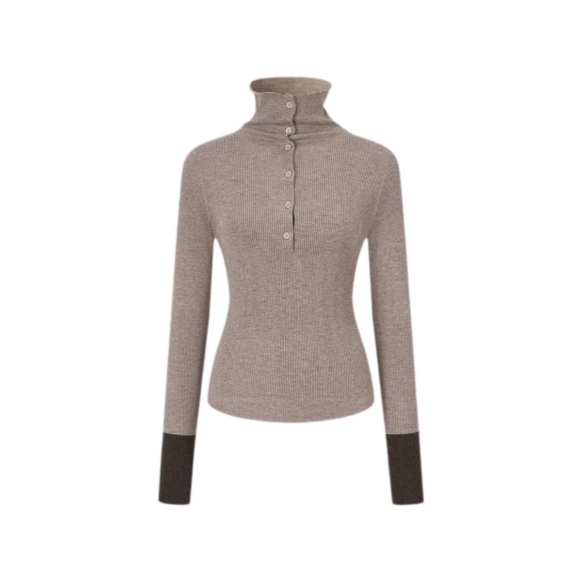 Pull ajusté côtelé à blocs de couleurs