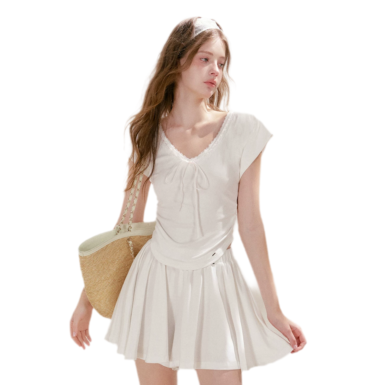 Lace Trim Skort Set