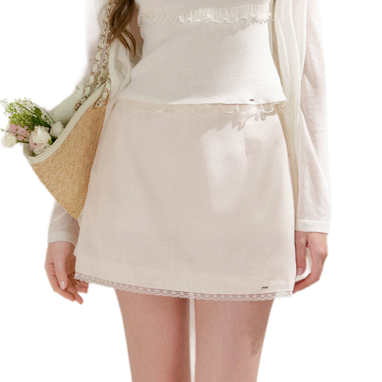 Lace Trim A-Line Mini Skirt