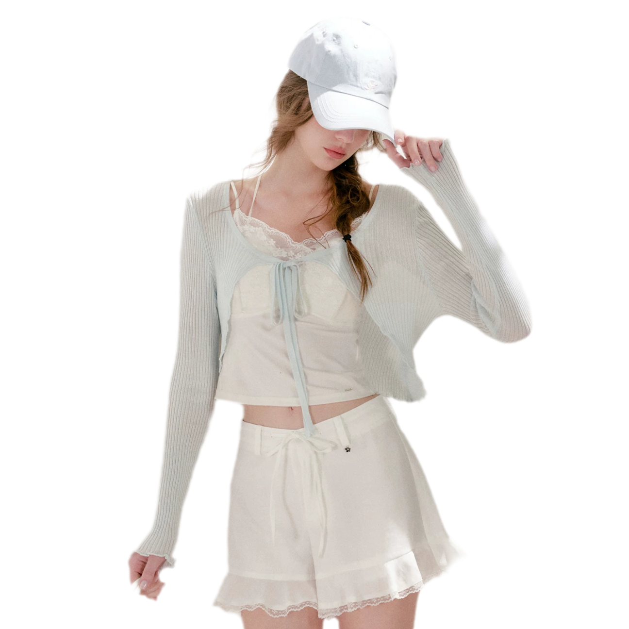 Lyocell Ribbed Tie-Front Cardigan