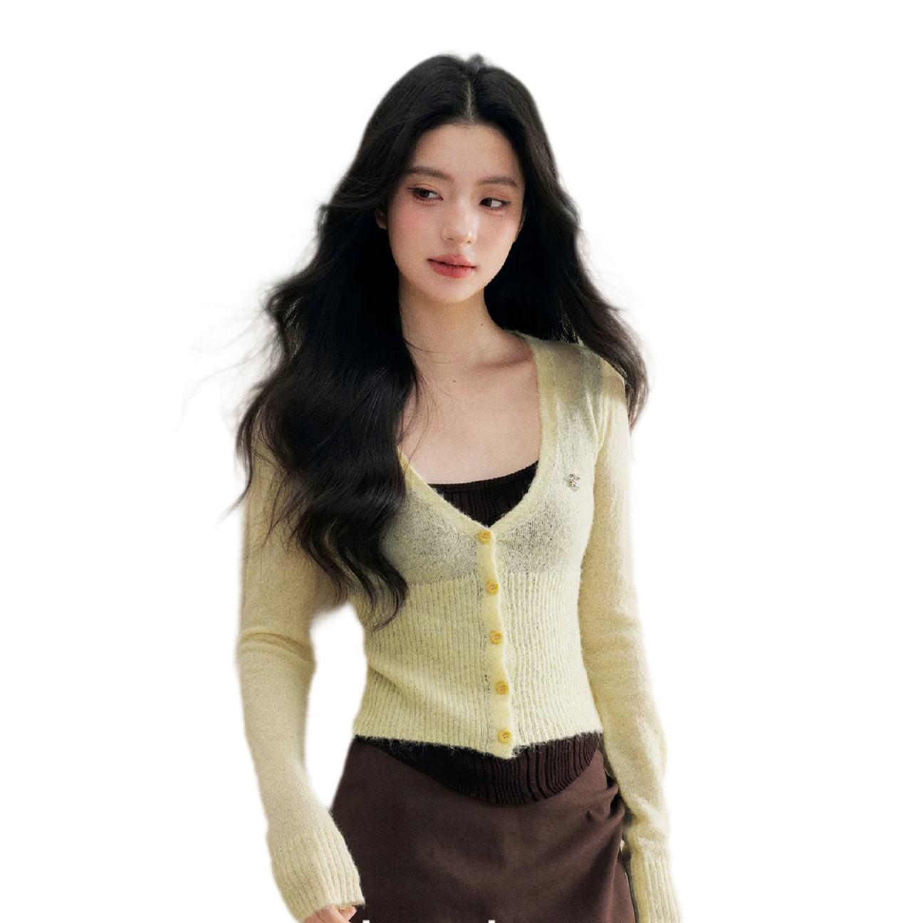 Brushed Contrast V-Neck Sweater