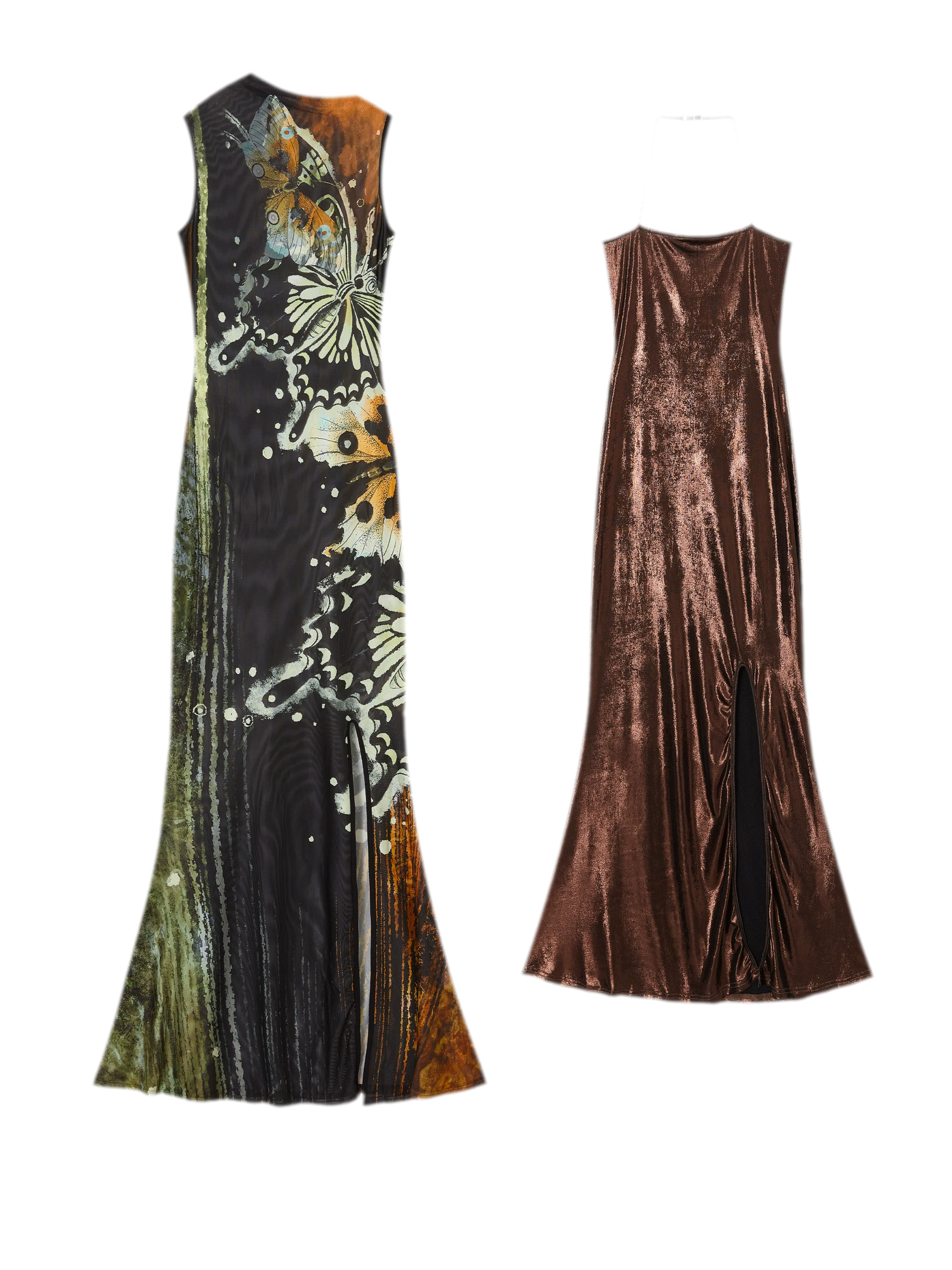 Hand-Painted Butterfly Print Two-Piece Dress Set
