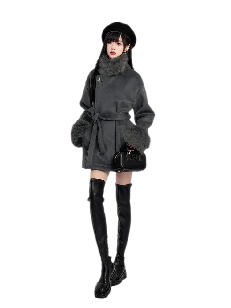 Faux Fur Short Wrap Coat