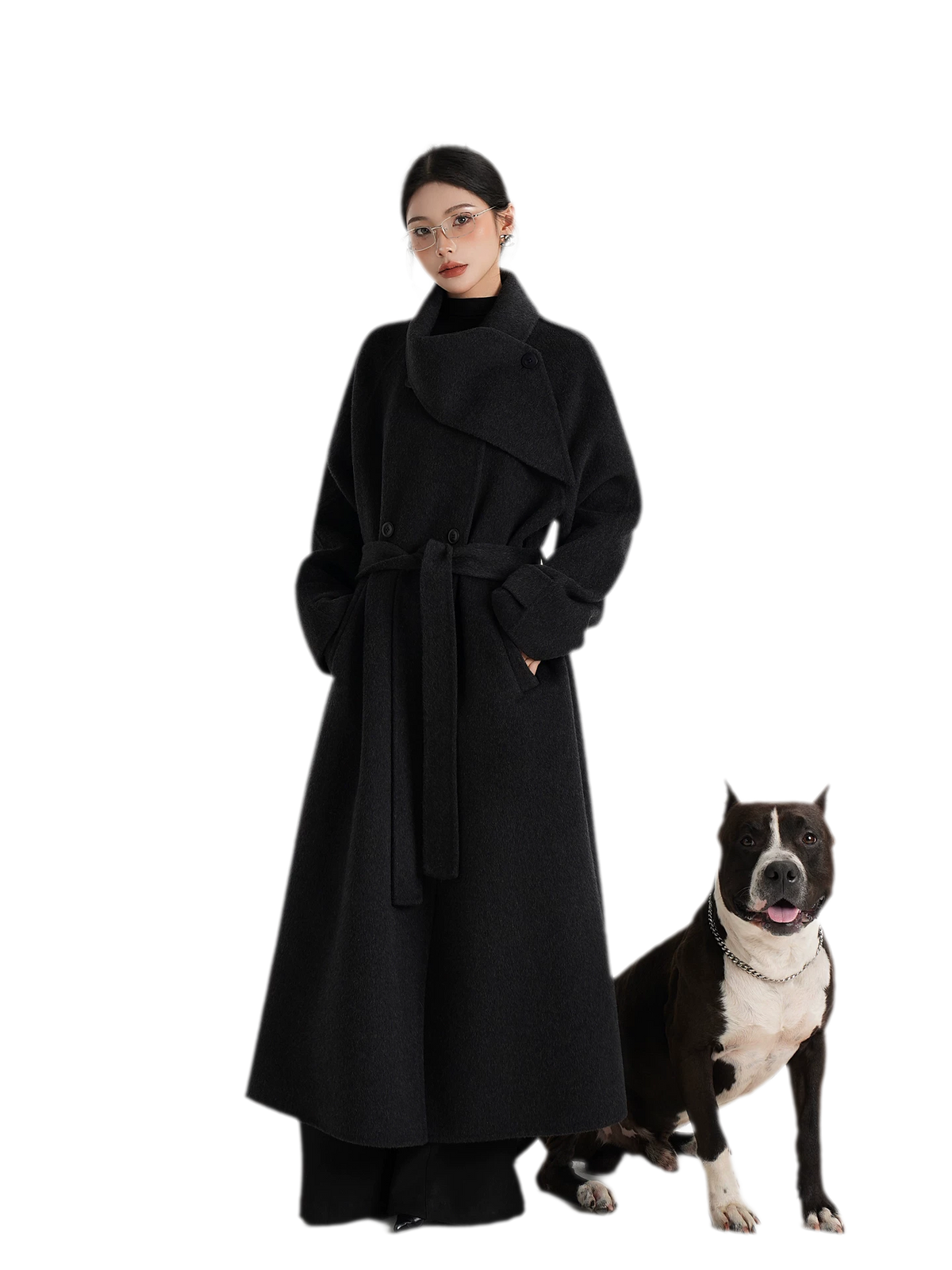Hand-Stitched Belted Wool Coat