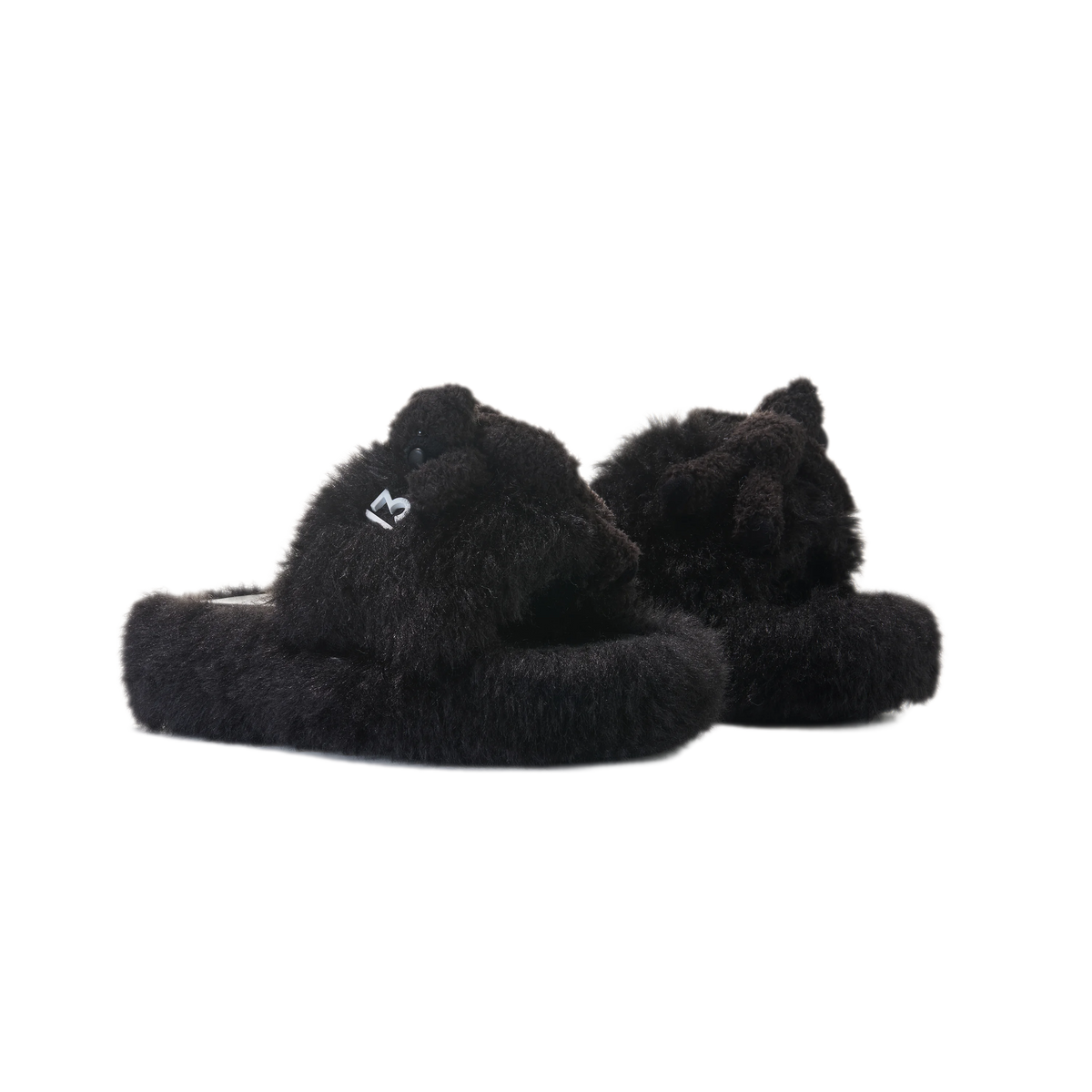 Furry Single-Strap Open-Toe Slippers