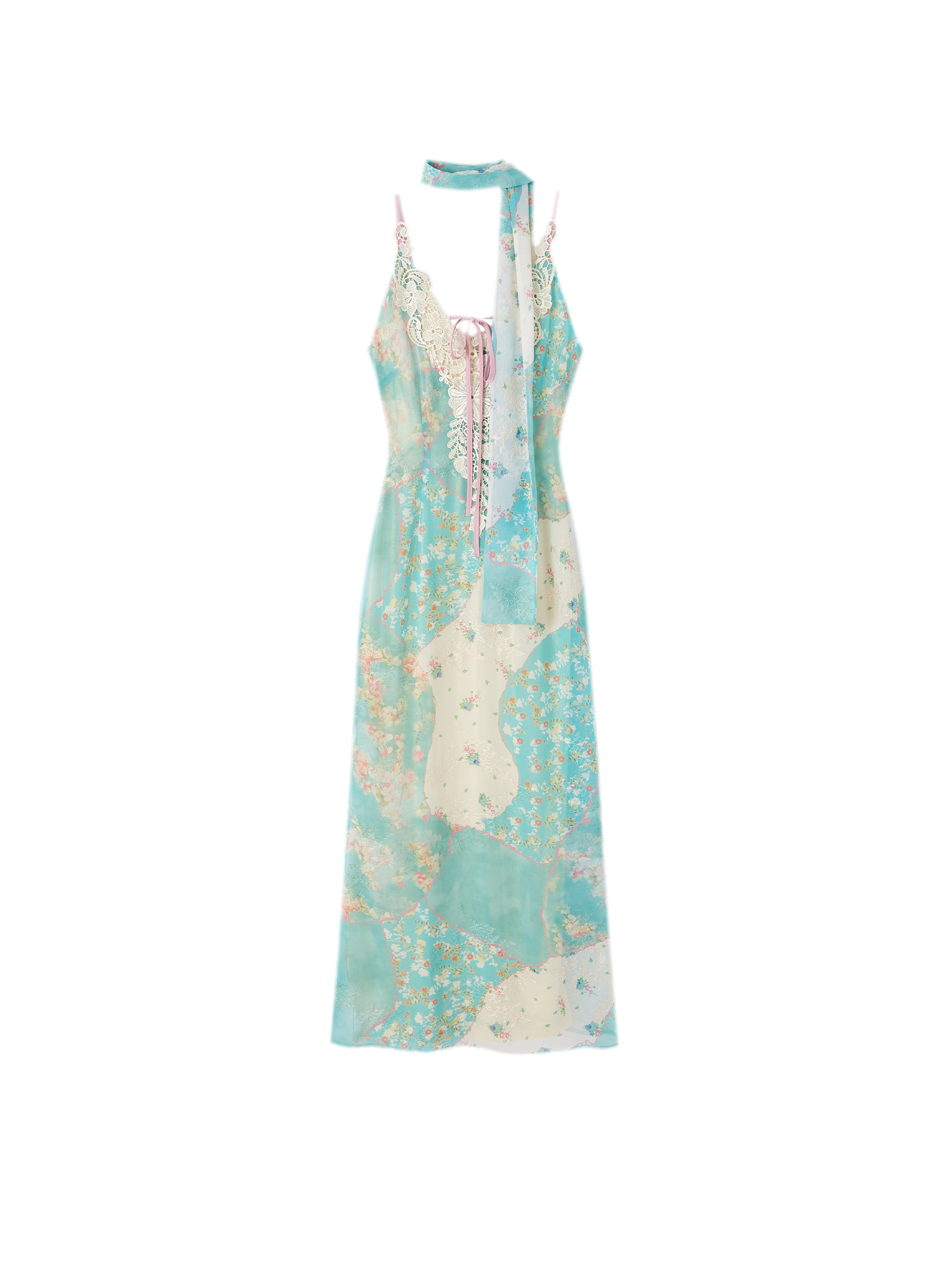 Iris Floral Lace Trim Vintage Dress