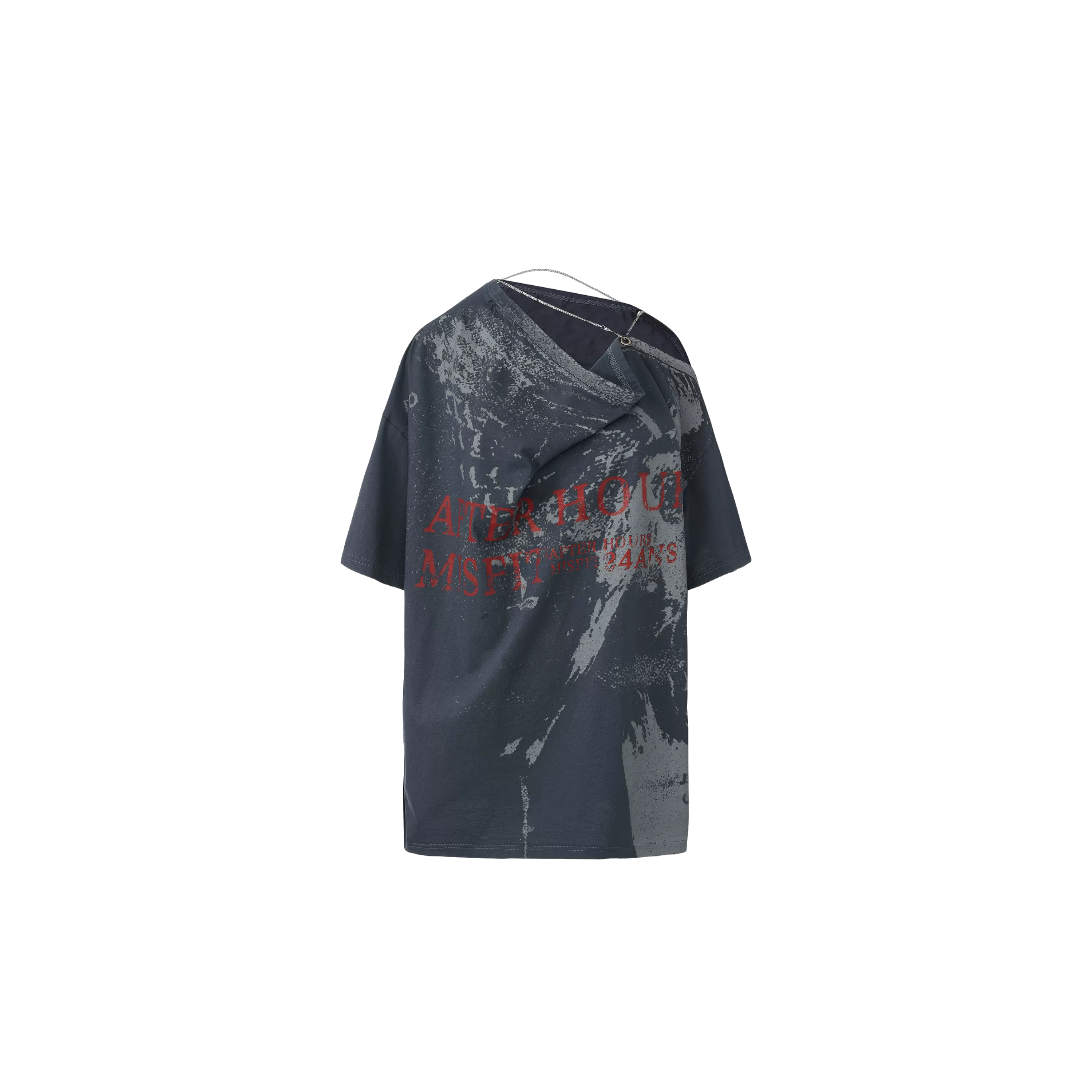 Punk T-shirt with Distressed Print and Open Back