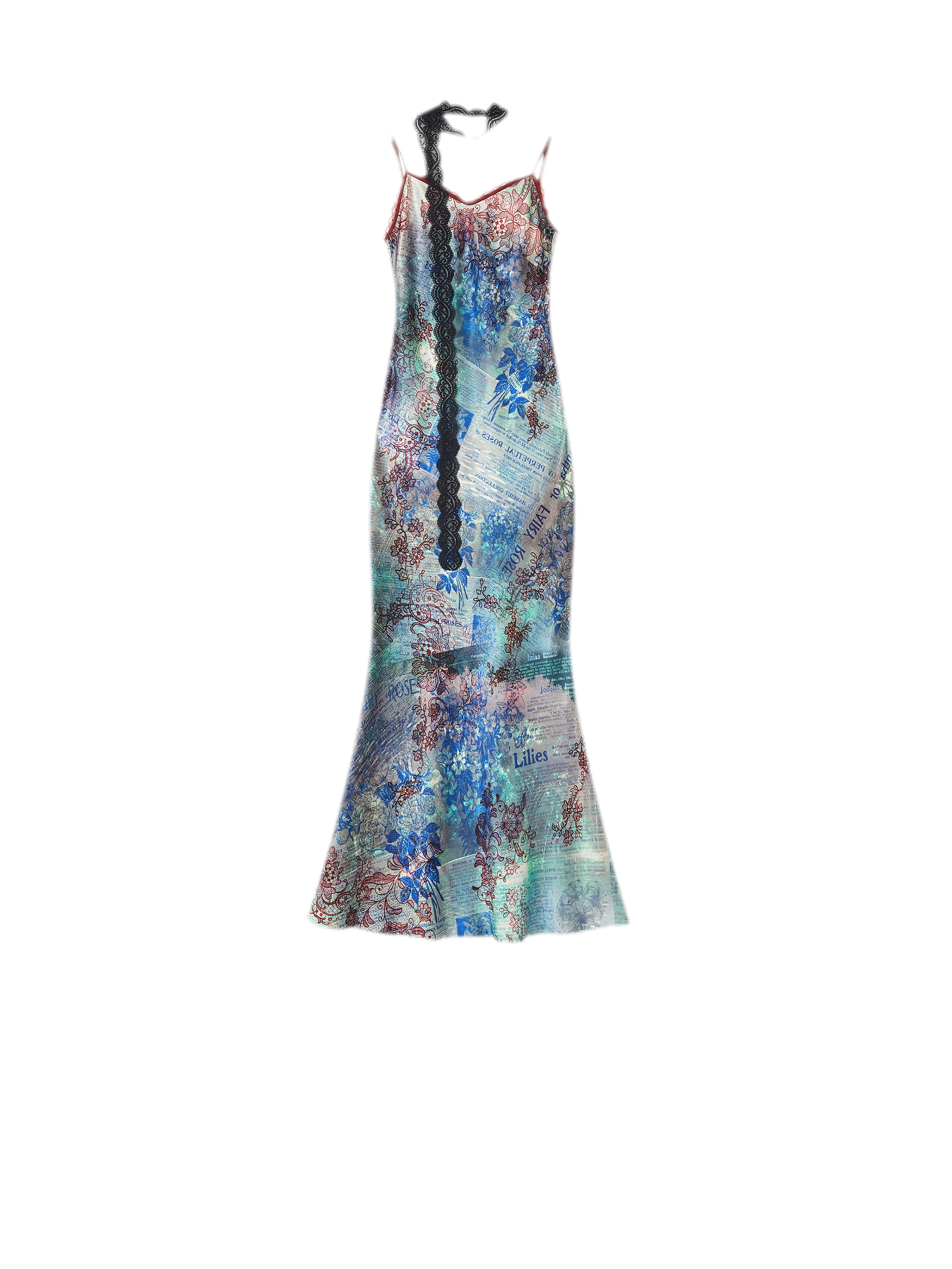 Botanical Print Bias-Cut Camisole Long Dress