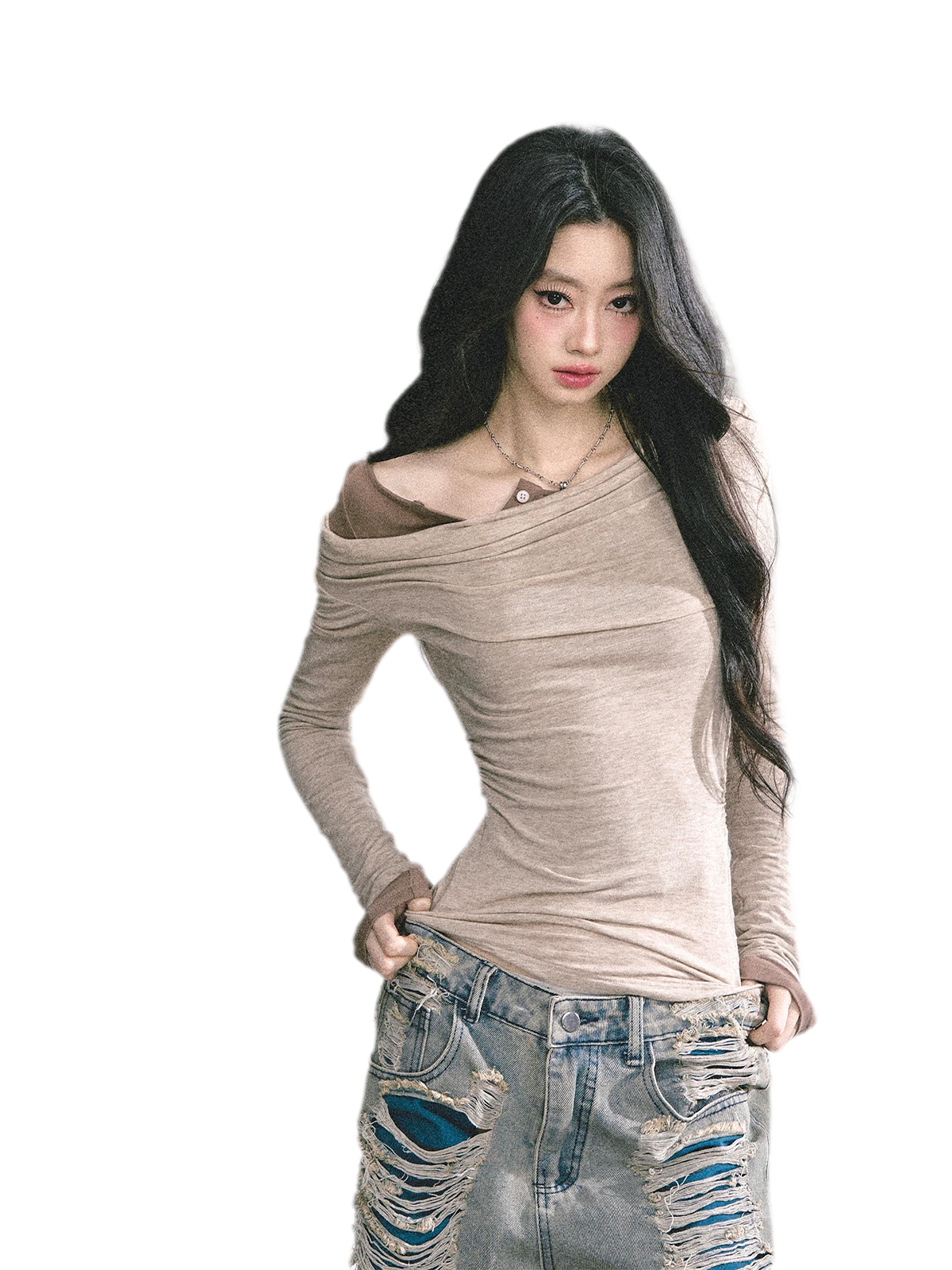 Top asimmetrico a strati con texture