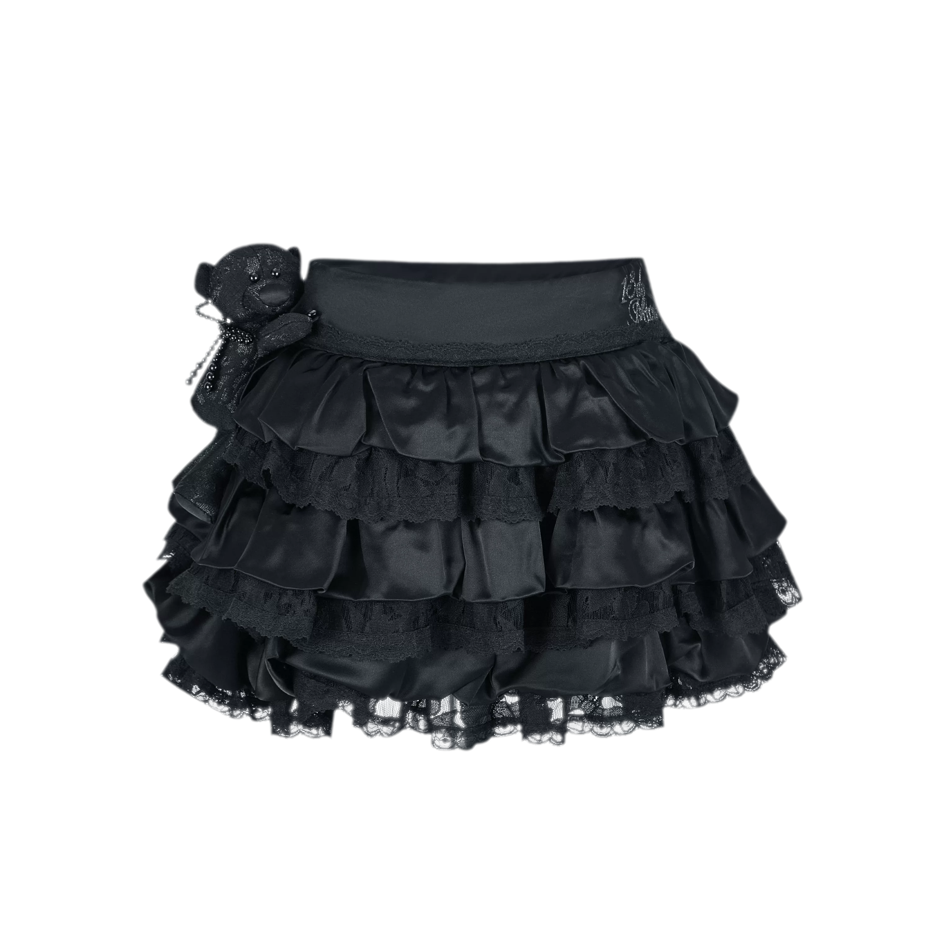 Lace Bear Puff Mini Skirt
